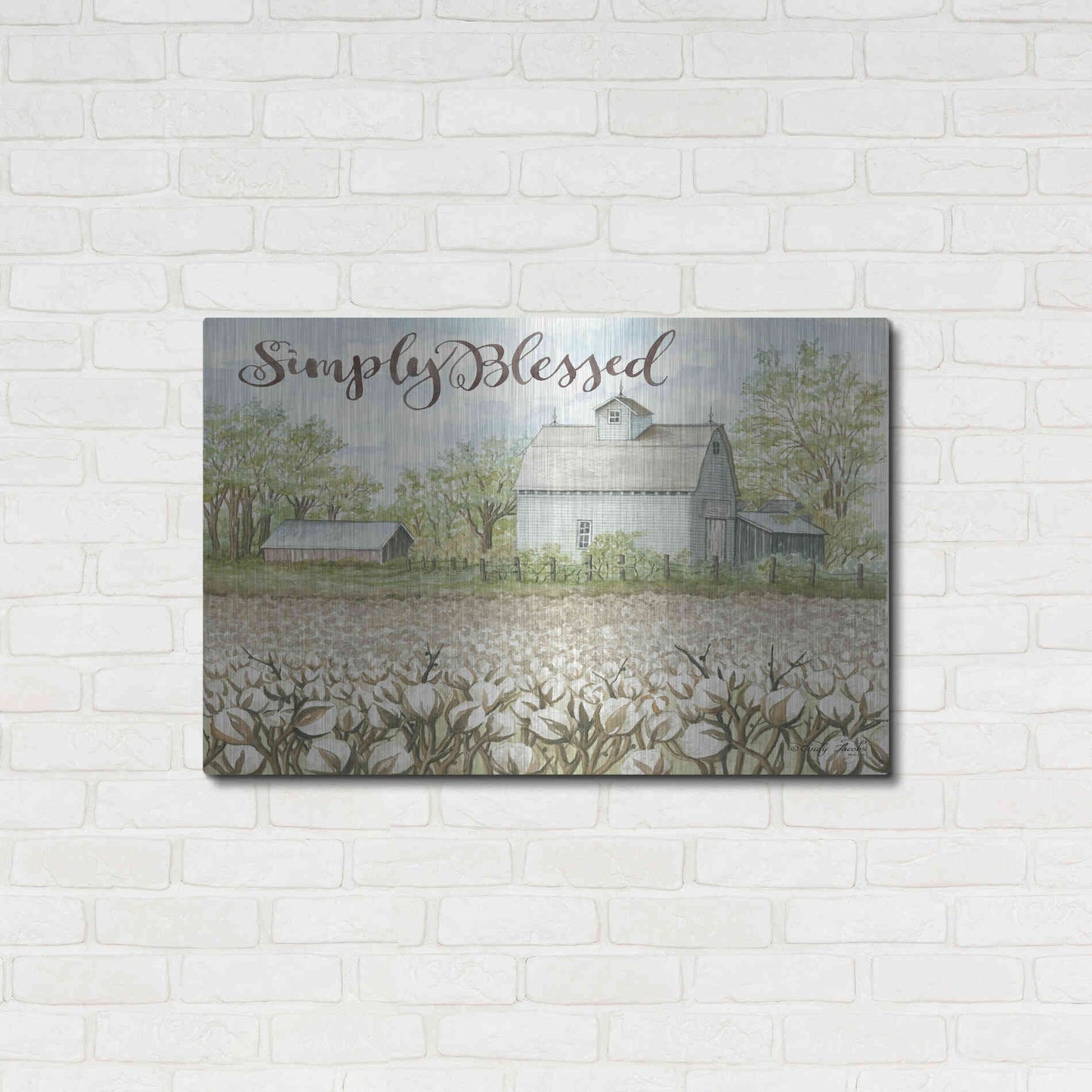 Luxe Metal Art 'Simply Blessed Farmhouse' by Cindy Jacobs, Metal Wall Art,36x24