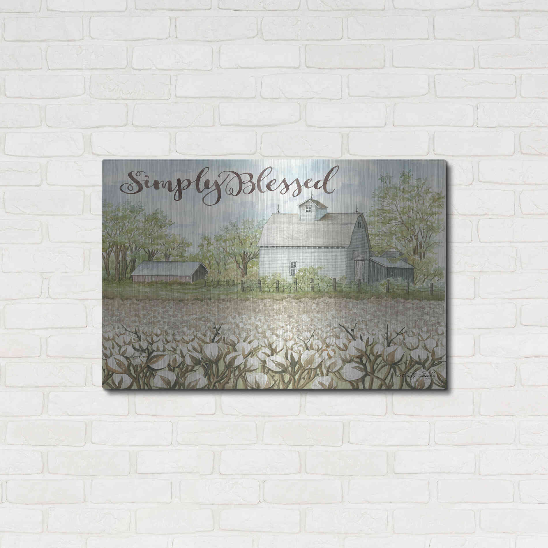 Luxe Metal Art 'Simply Blessed Farmhouse' by Cindy Jacobs, Metal Wall Art,36x24