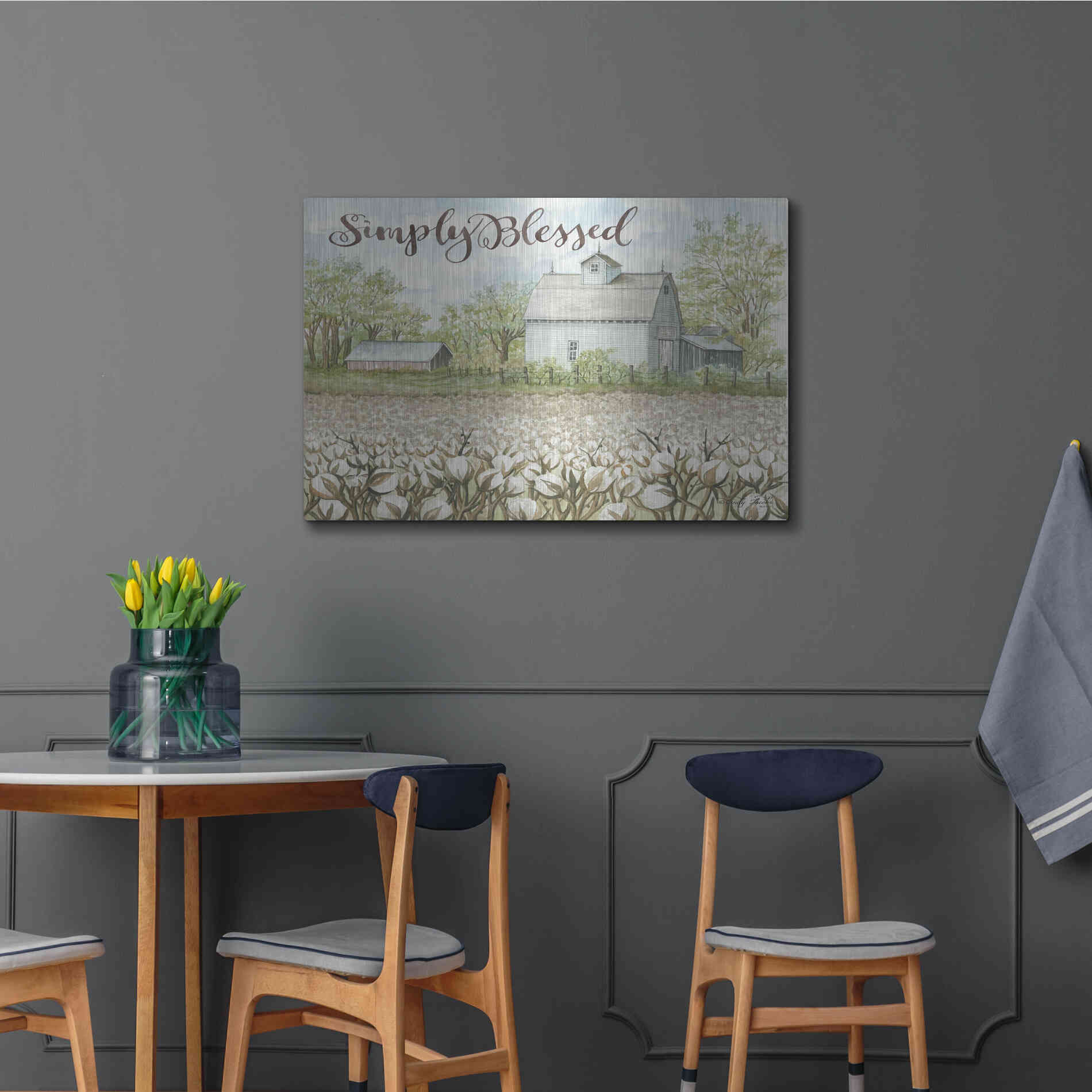 Luxe Metal Art 'Simply Blessed Farmhouse' by Cindy Jacobs, Metal Wall Art,36x24