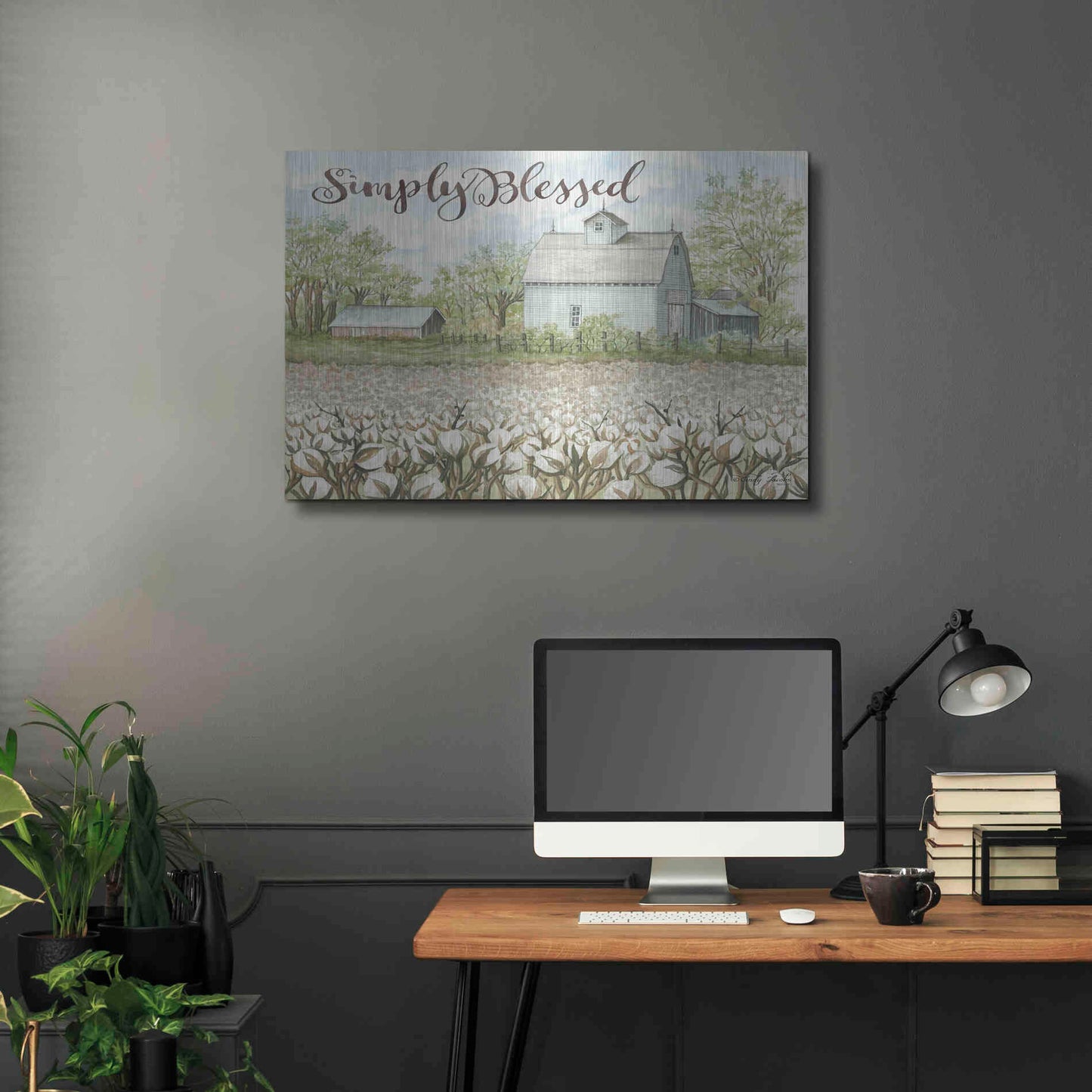 Luxe Metal Art 'Simply Blessed Farmhouse' by Cindy Jacobs, Metal Wall Art,36x24
