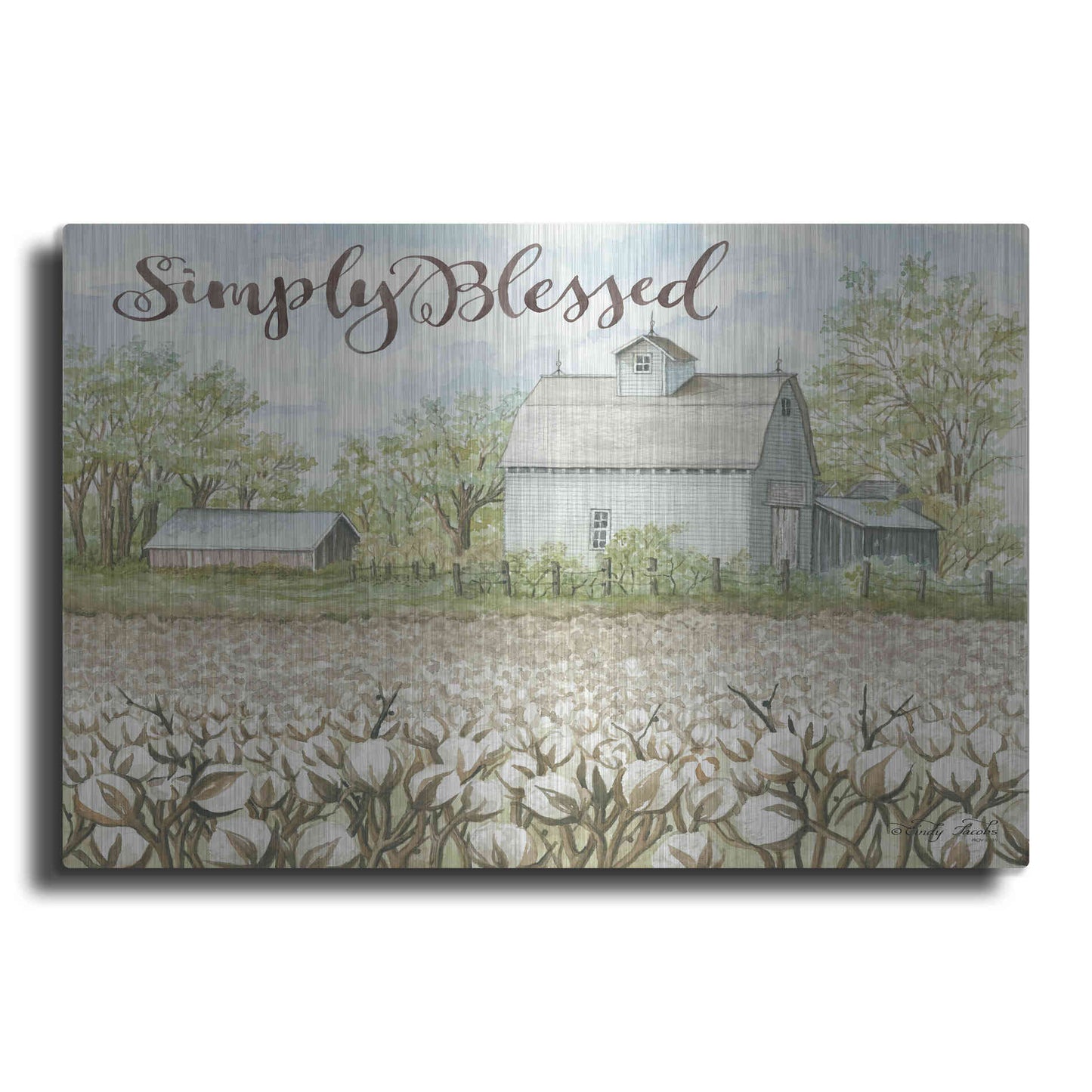 Luxe Metal Art 'Simply Blessed Farmhouse' by Cindy Jacobs, Metal Wall Art