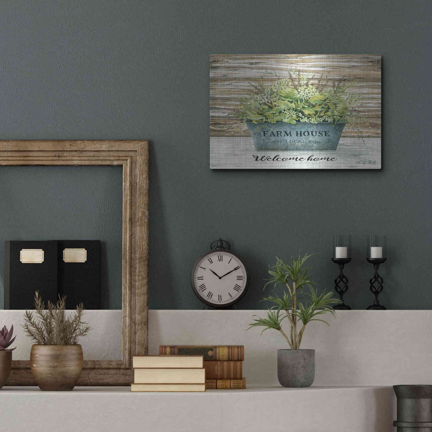 Luxe Metal Art 'Welcome Home' by Cindy Jacobs, Metal Wall Art,16x12