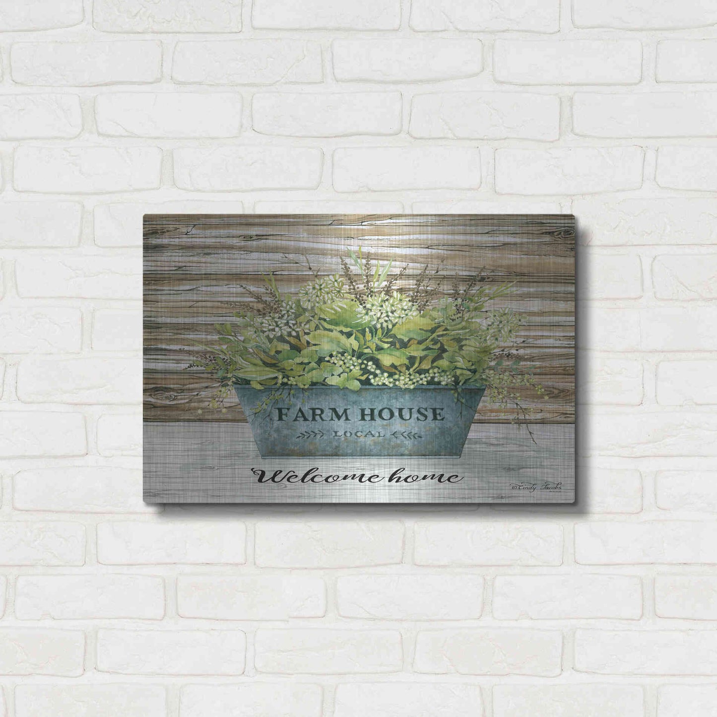 Luxe Metal Art 'Welcome Home' by Cindy Jacobs, Metal Wall Art,24x16