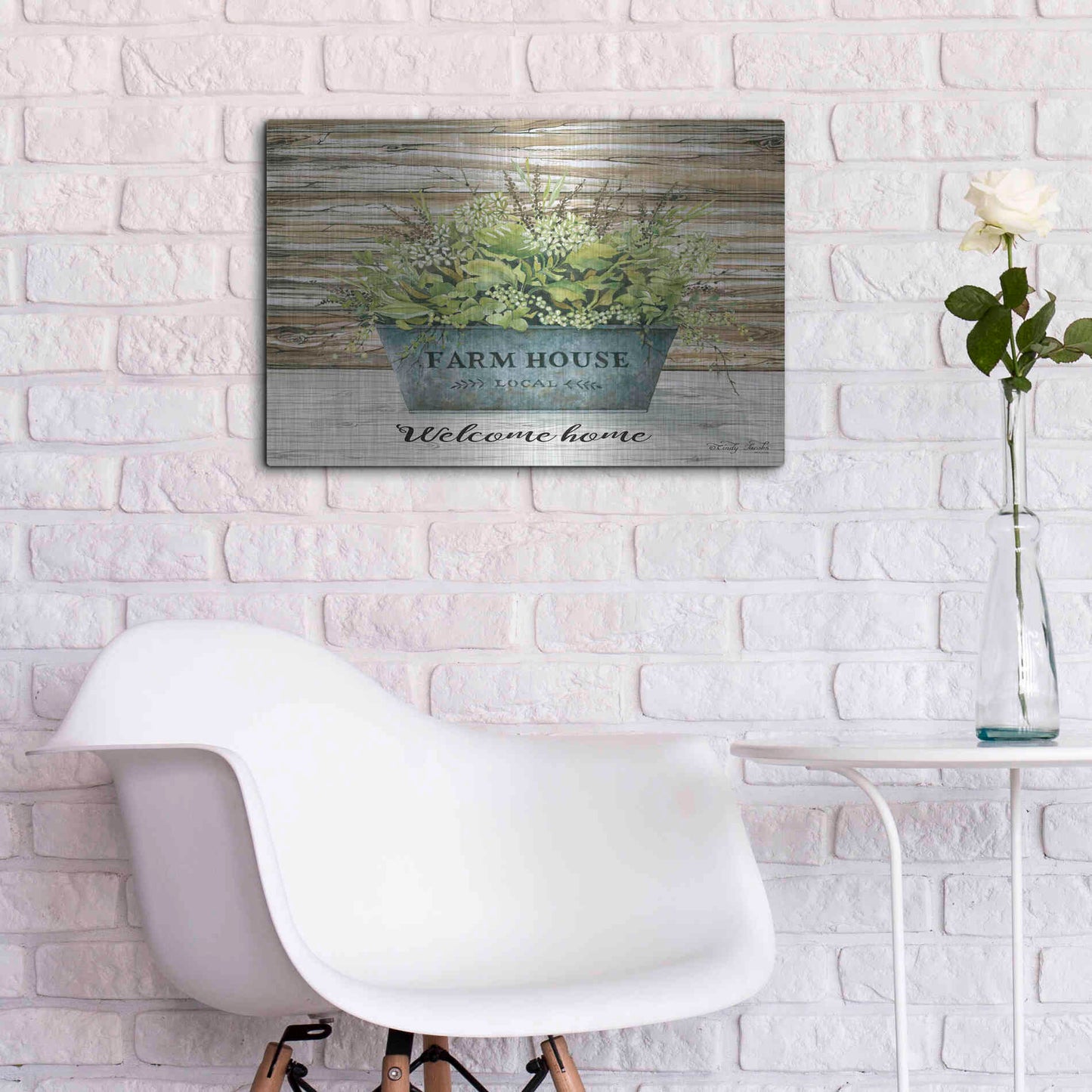 Luxe Metal Art 'Welcome Home' by Cindy Jacobs, Metal Wall Art,24x16