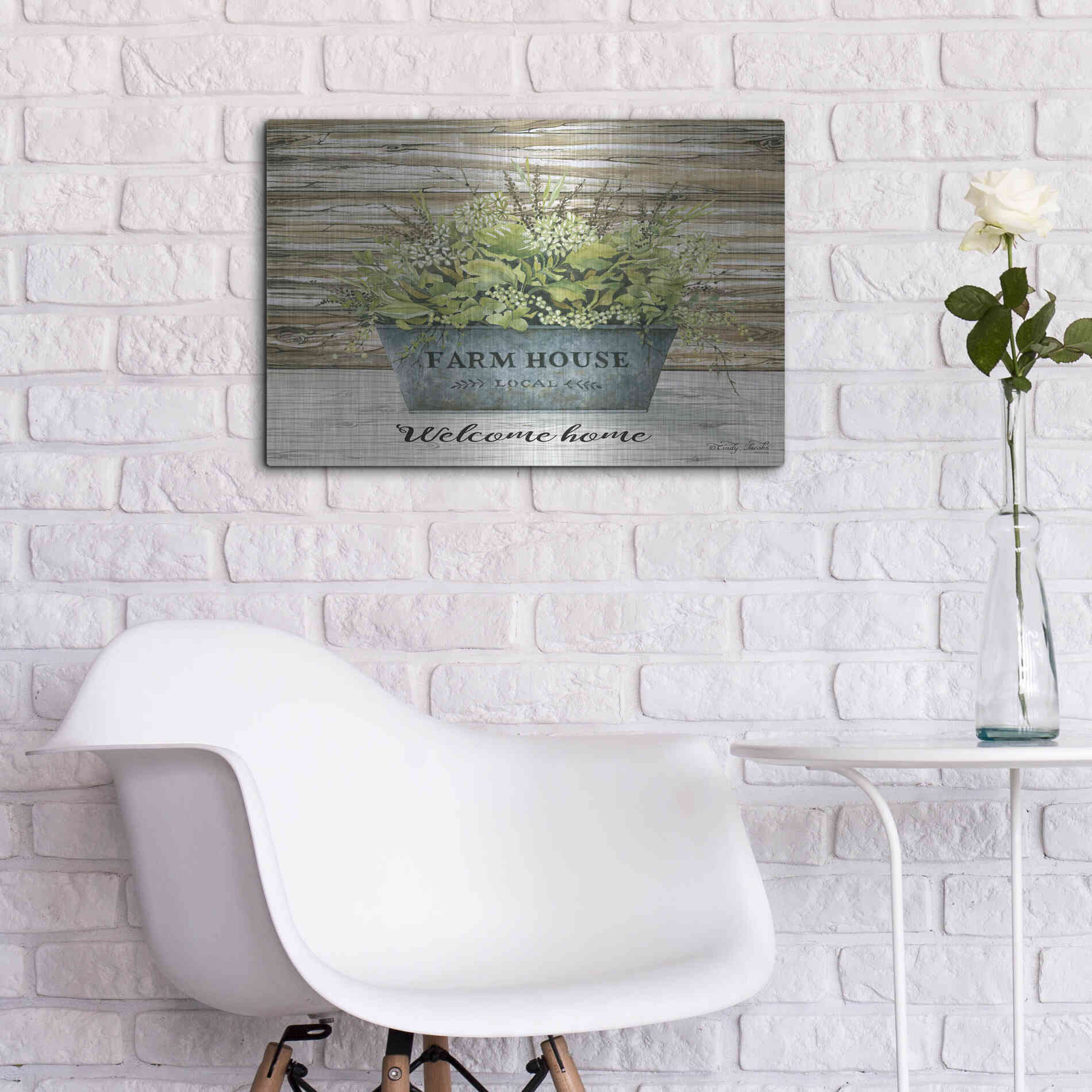 Luxe Metal Art 'Welcome Home' by Cindy Jacobs, Metal Wall Art,24x16
