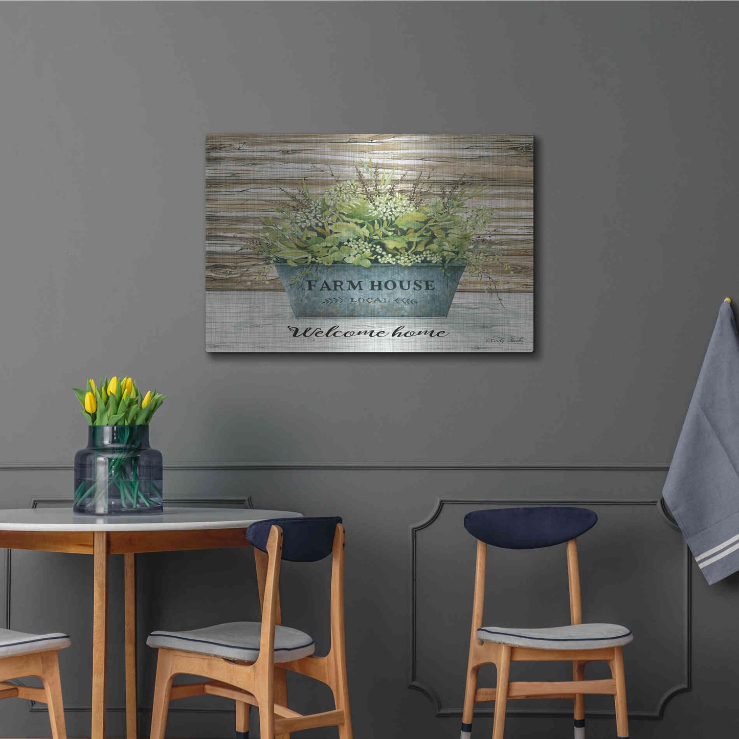 Luxe Metal Art 'Welcome Home' by Cindy Jacobs, Metal Wall Art,36x24