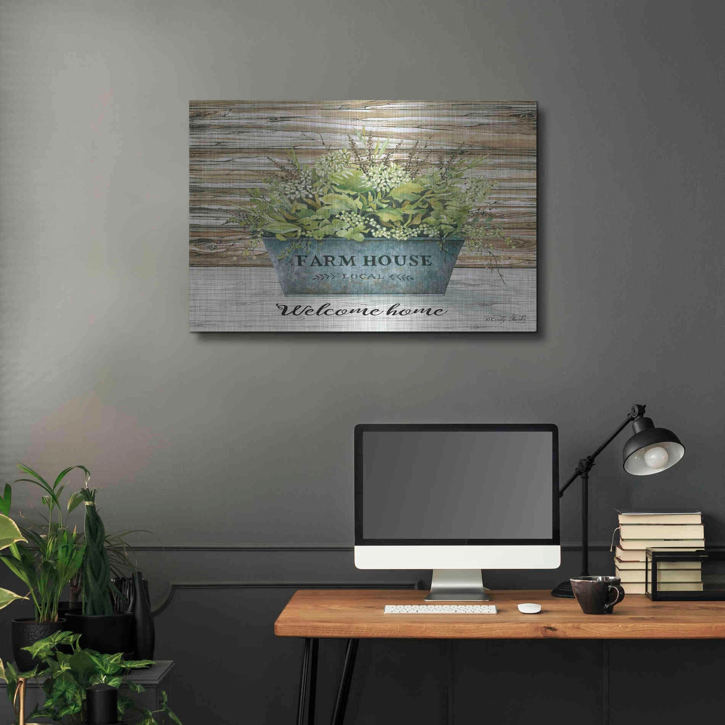 Luxe Metal Art 'Welcome Home' by Cindy Jacobs, Metal Wall Art,36x24