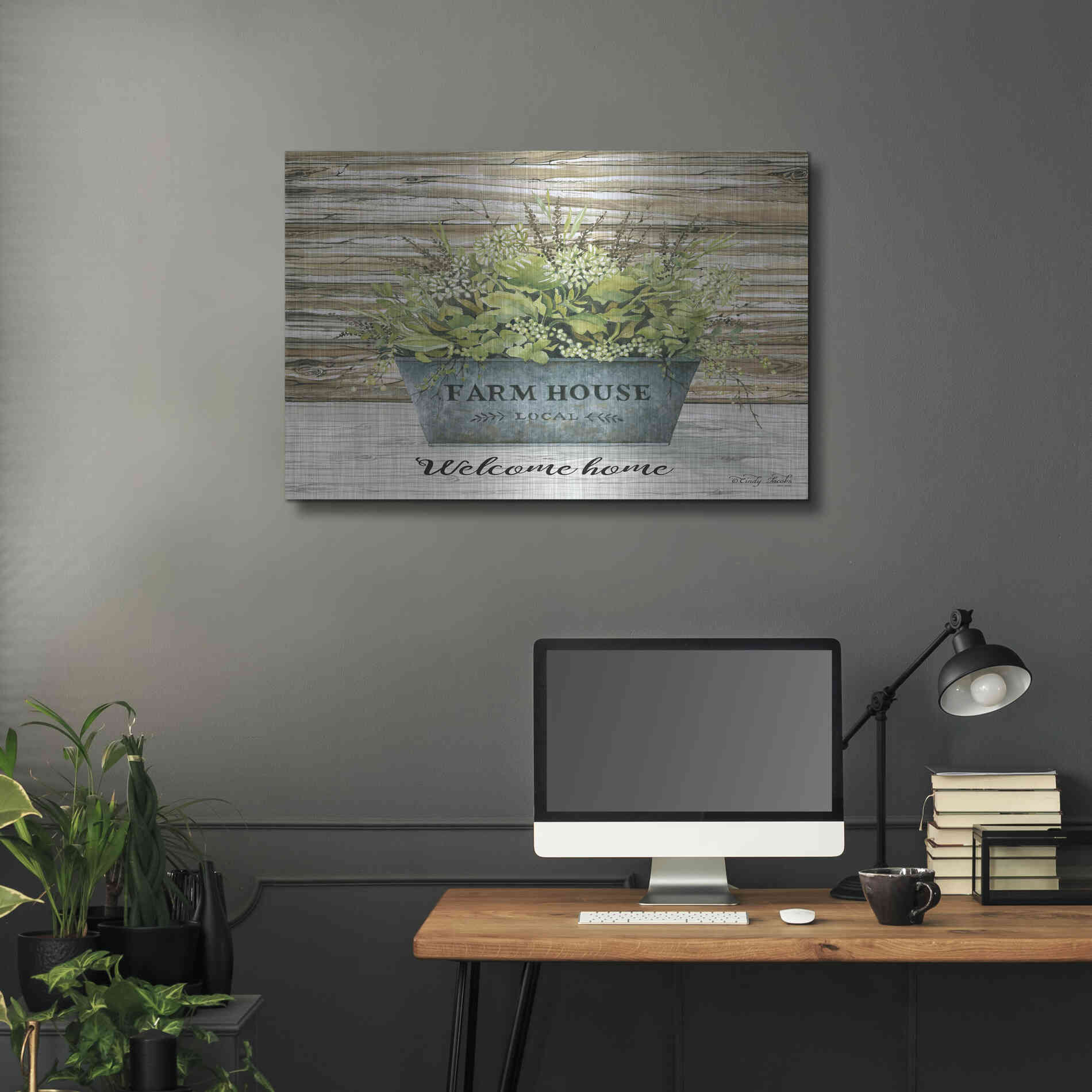 Luxe Metal Art 'Welcome Home' by Cindy Jacobs, Metal Wall Art,36x24