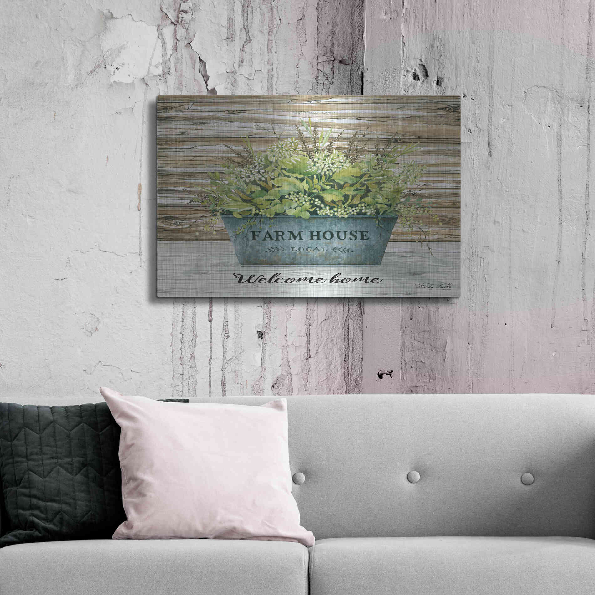 Luxe Metal Art 'Welcome Home' by Cindy Jacobs, Metal Wall Art,36x24