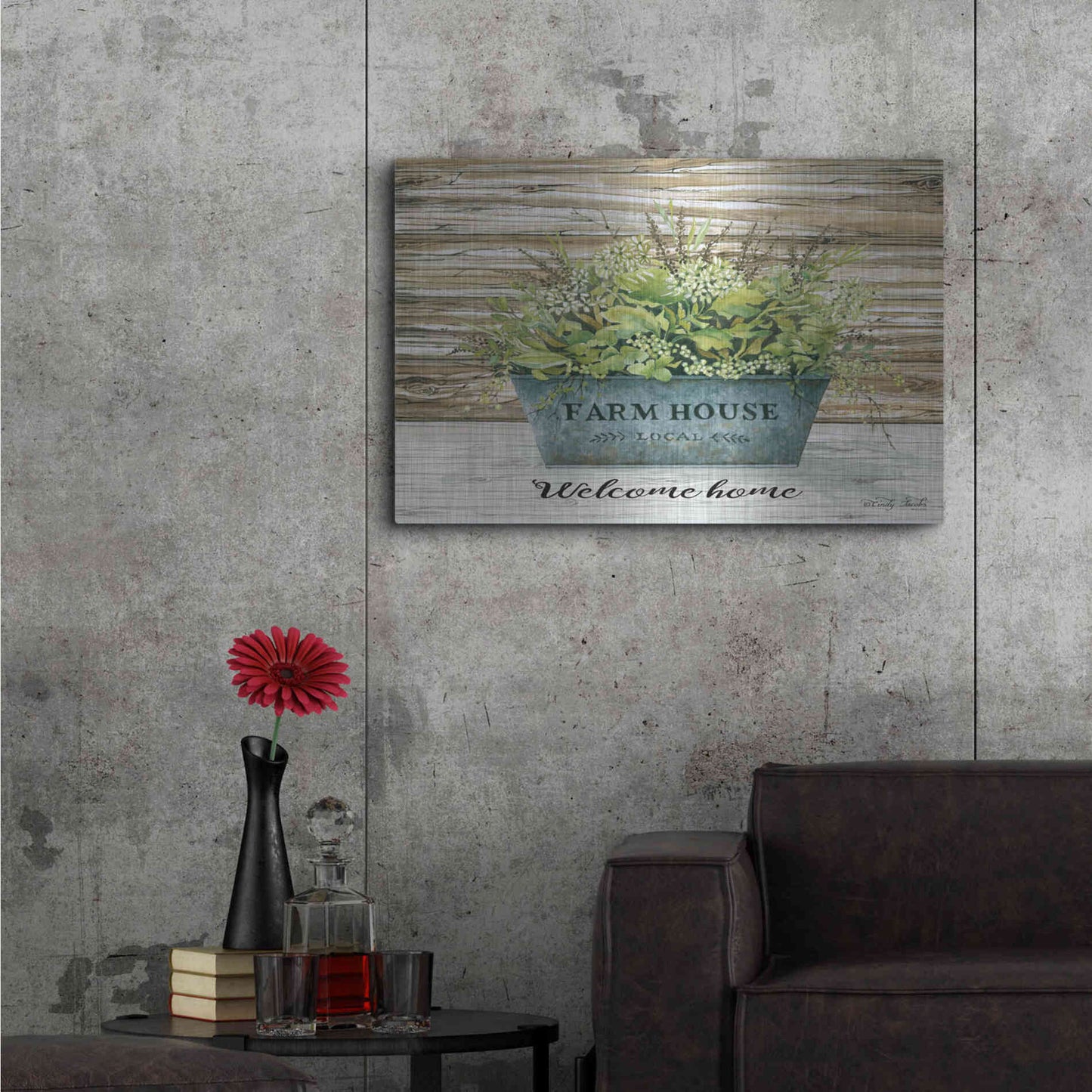 Luxe Metal Art 'Welcome Home' by Cindy Jacobs, Metal Wall Art,36x24