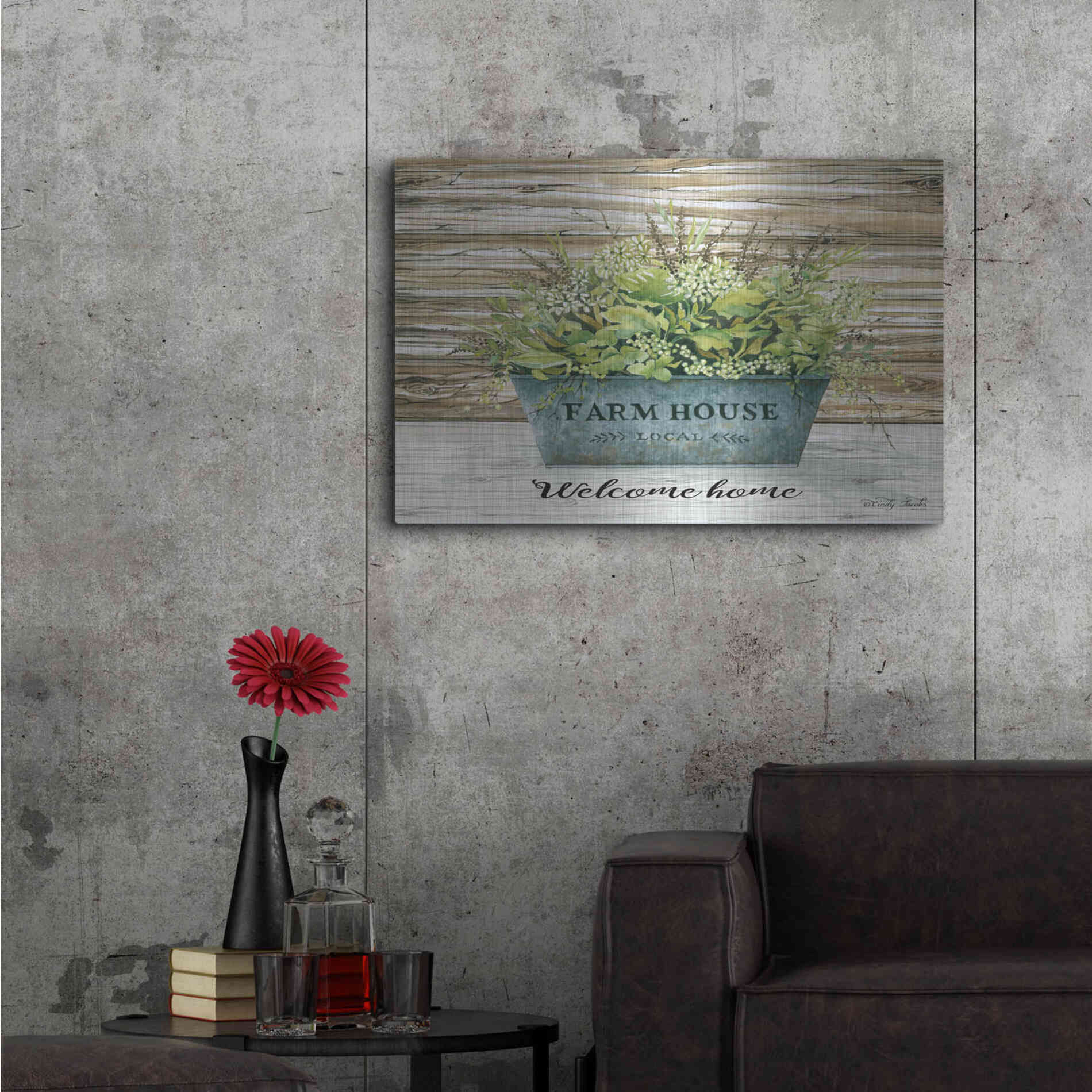 Luxe Metal Art 'Welcome Home' by Cindy Jacobs, Metal Wall Art,36x24