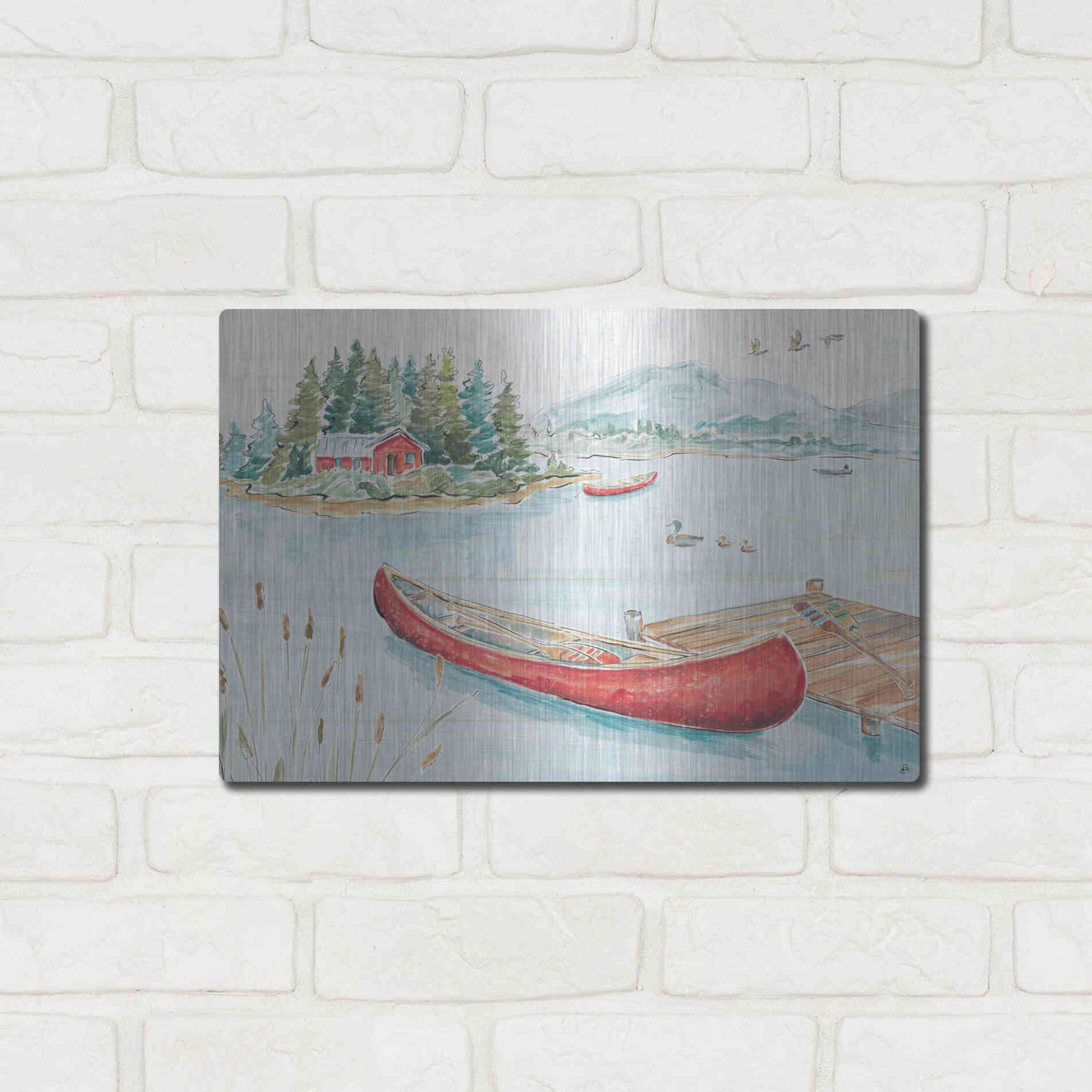 Luxe Metal Art 'Lake Moments II' by Daphne Brissonet, Metal Wall Art,16x12