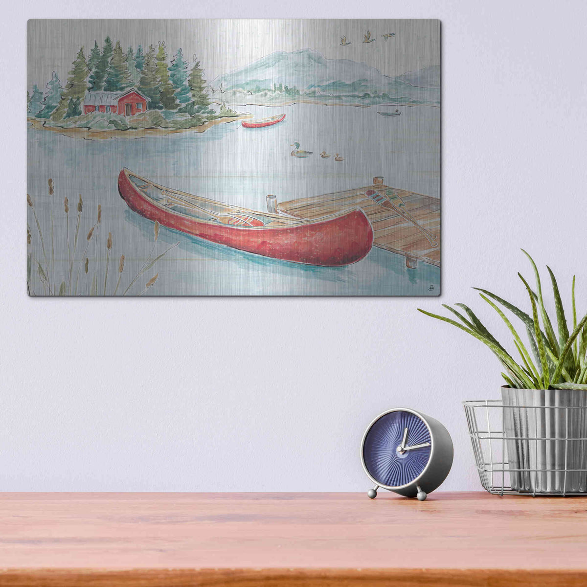 Luxe Metal Art 'Lake Moments II' by Daphne Brissonet, Metal Wall Art,16x12