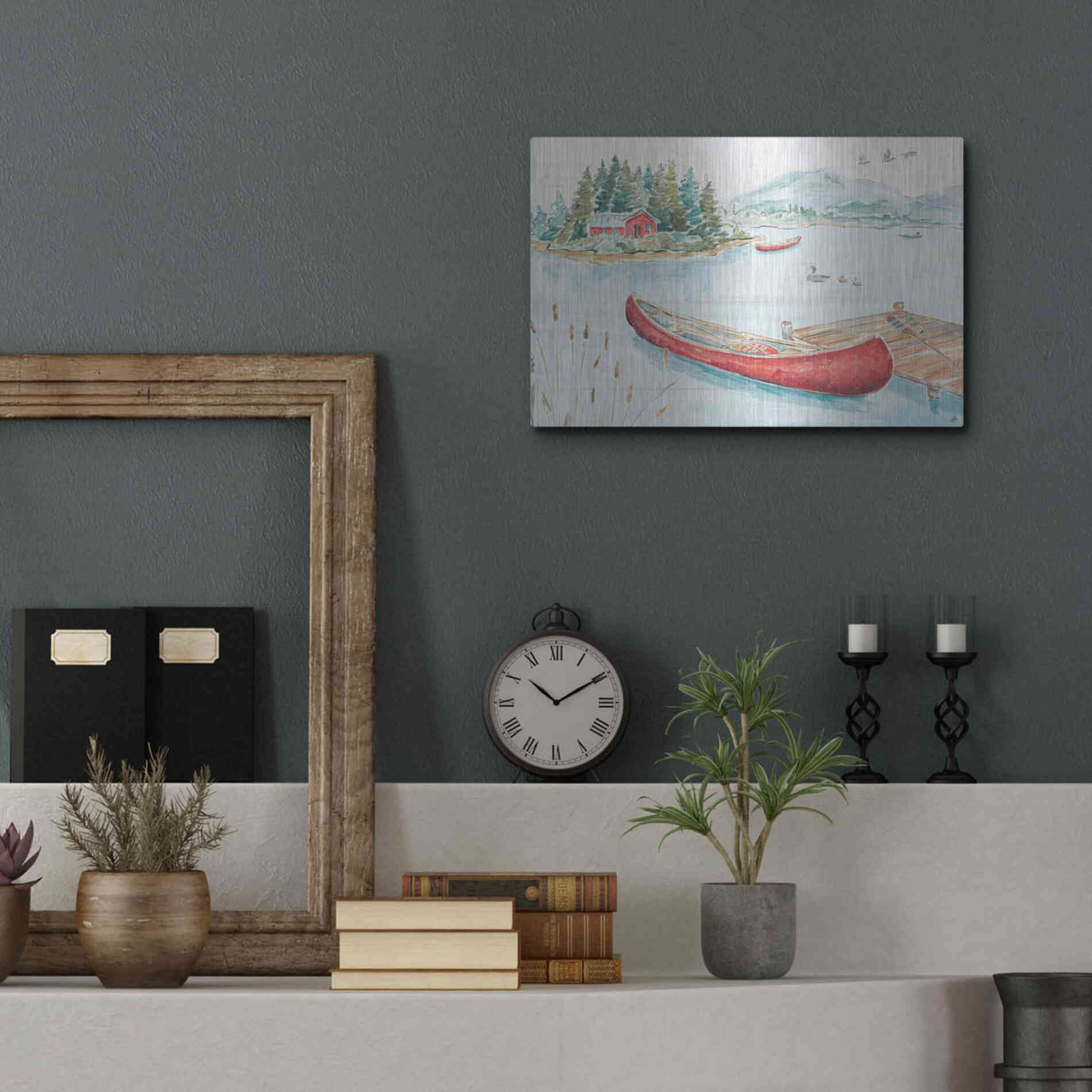 Luxe Metal Art 'Lake Moments II' by Daphne Brissonet, Metal Wall Art,16x12