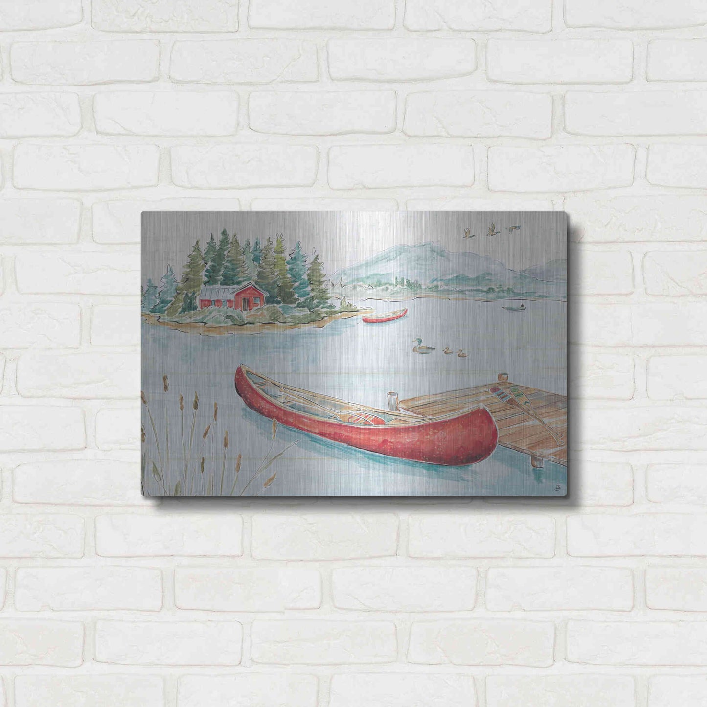 Luxe Metal Art 'Lake Moments II' by Daphne Brissonet, Metal Wall Art,24x16