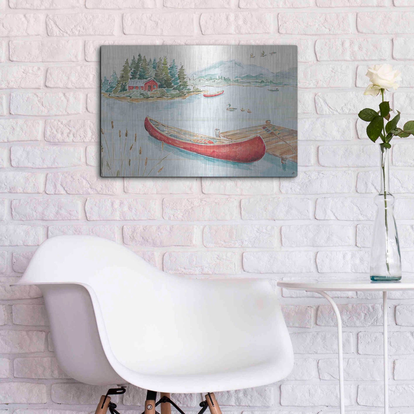 Luxe Metal Art 'Lake Moments II' by Daphne Brissonet, Metal Wall Art,24x16