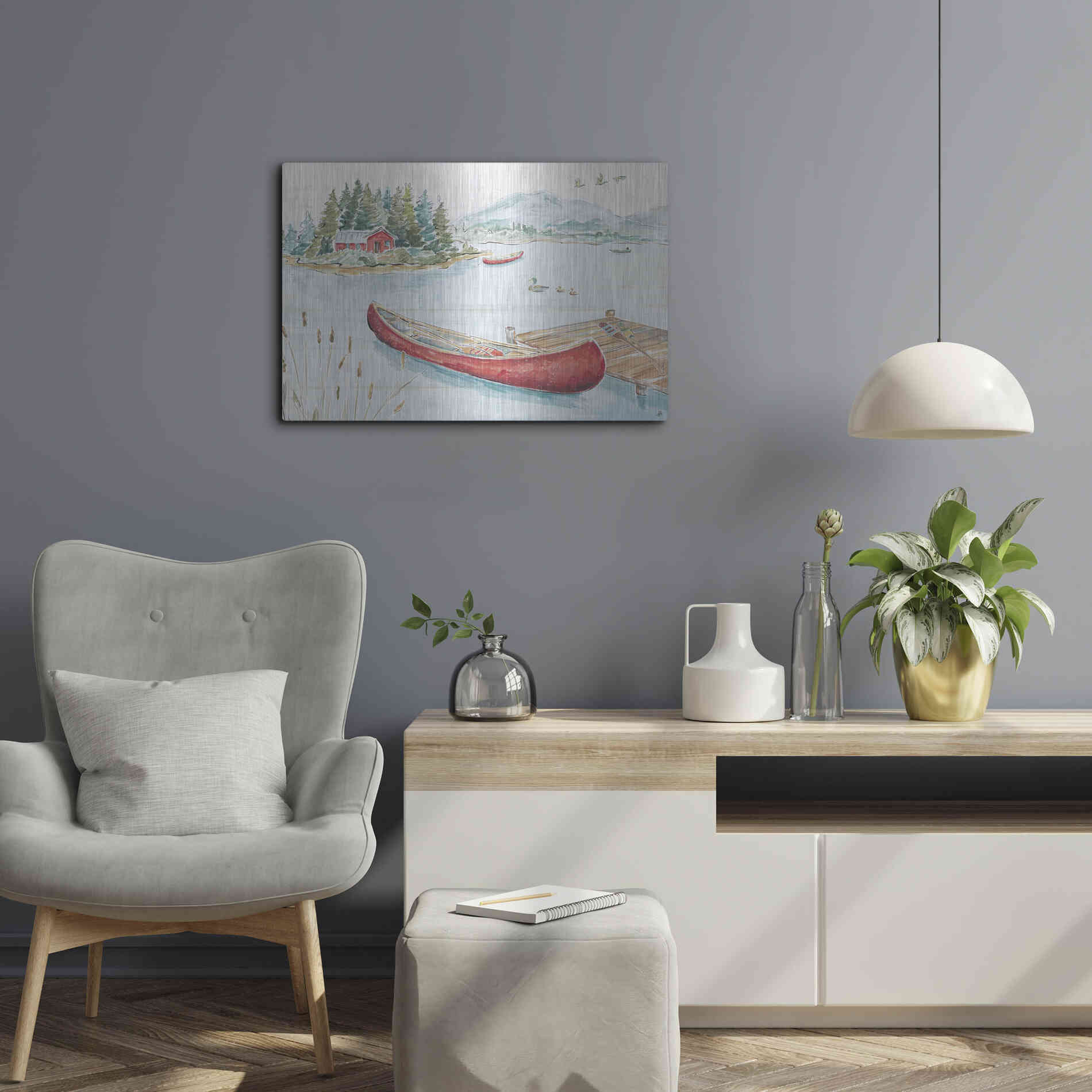 Luxe Metal Art 'Lake Moments II' by Daphne Brissonet, Metal Wall Art,24x16