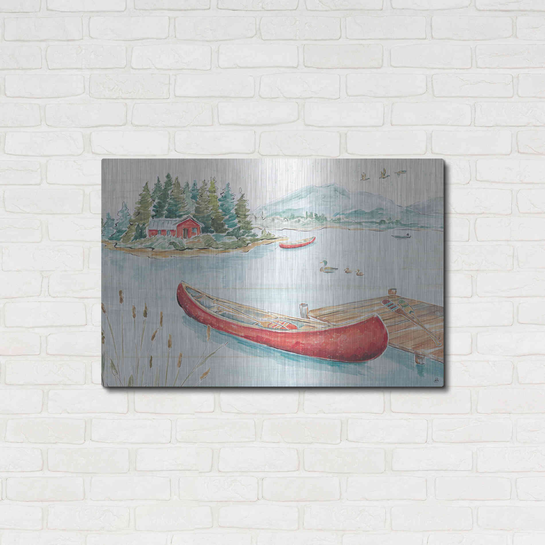 Luxe Metal Art 'Lake Moments II' by Daphne Brissonet, Metal Wall Art,36x24