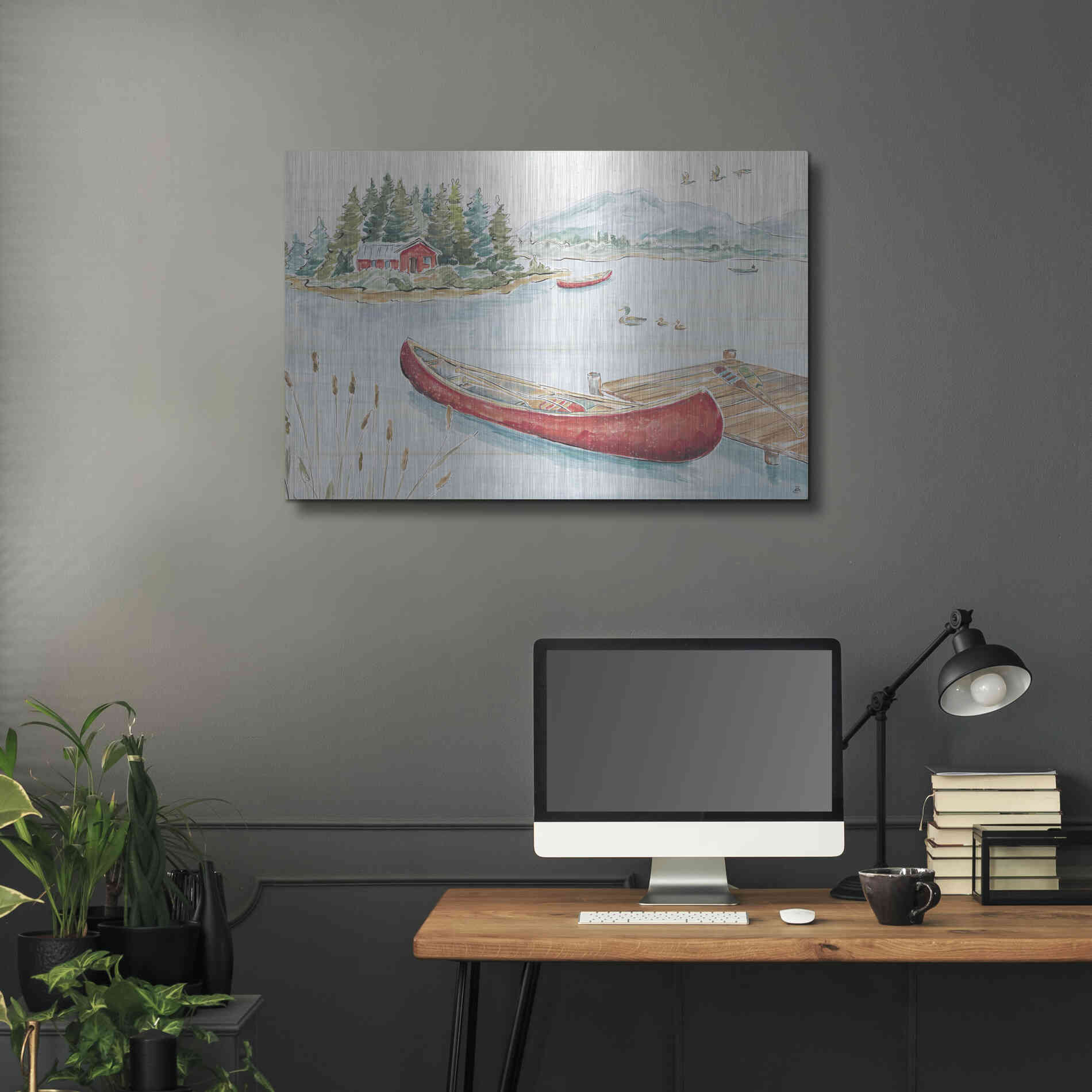 Luxe Metal Art 'Lake Moments II' by Daphne Brissonet, Metal Wall Art,36x24