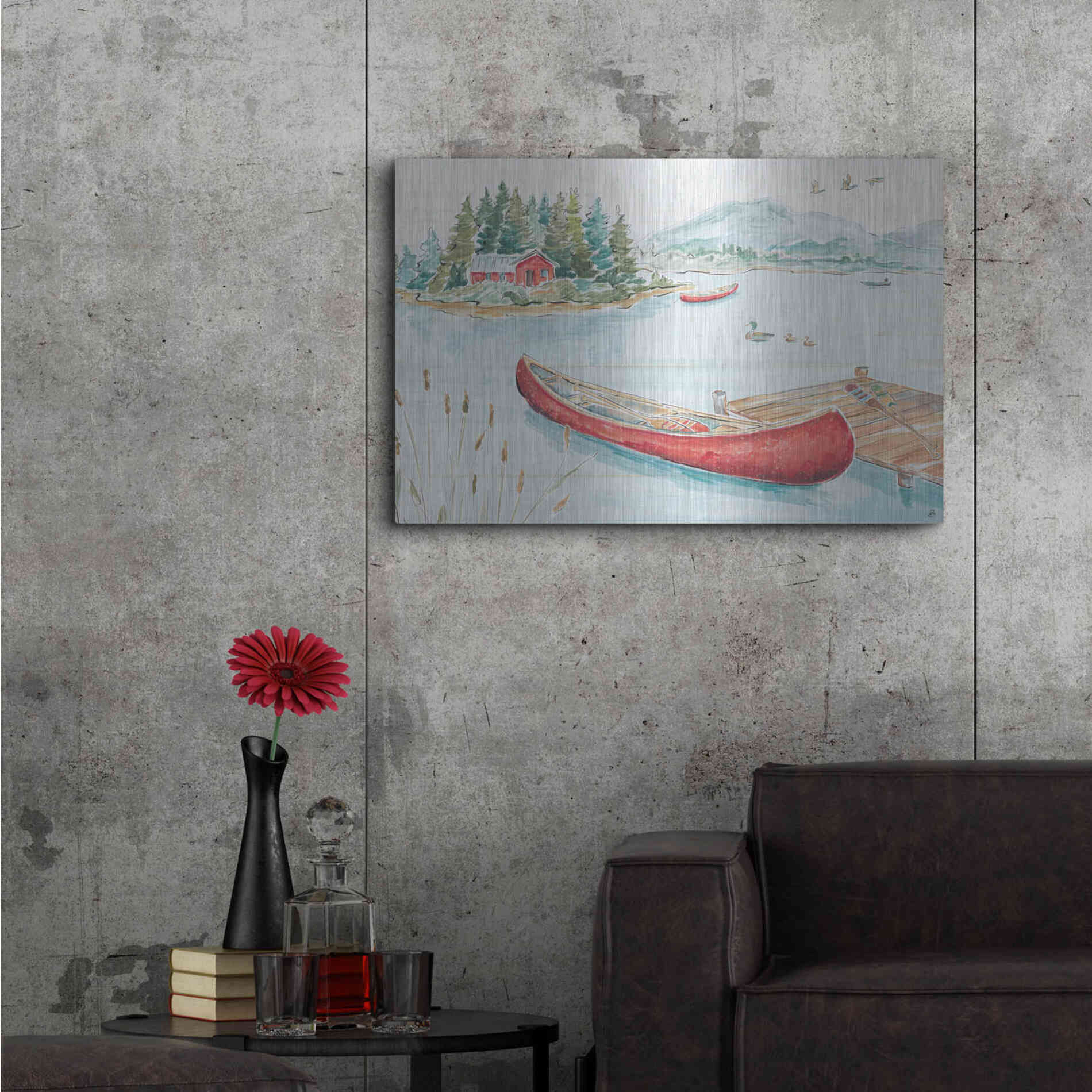 Luxe Metal Art 'Lake Moments II' by Daphne Brissonet, Metal Wall Art,36x24