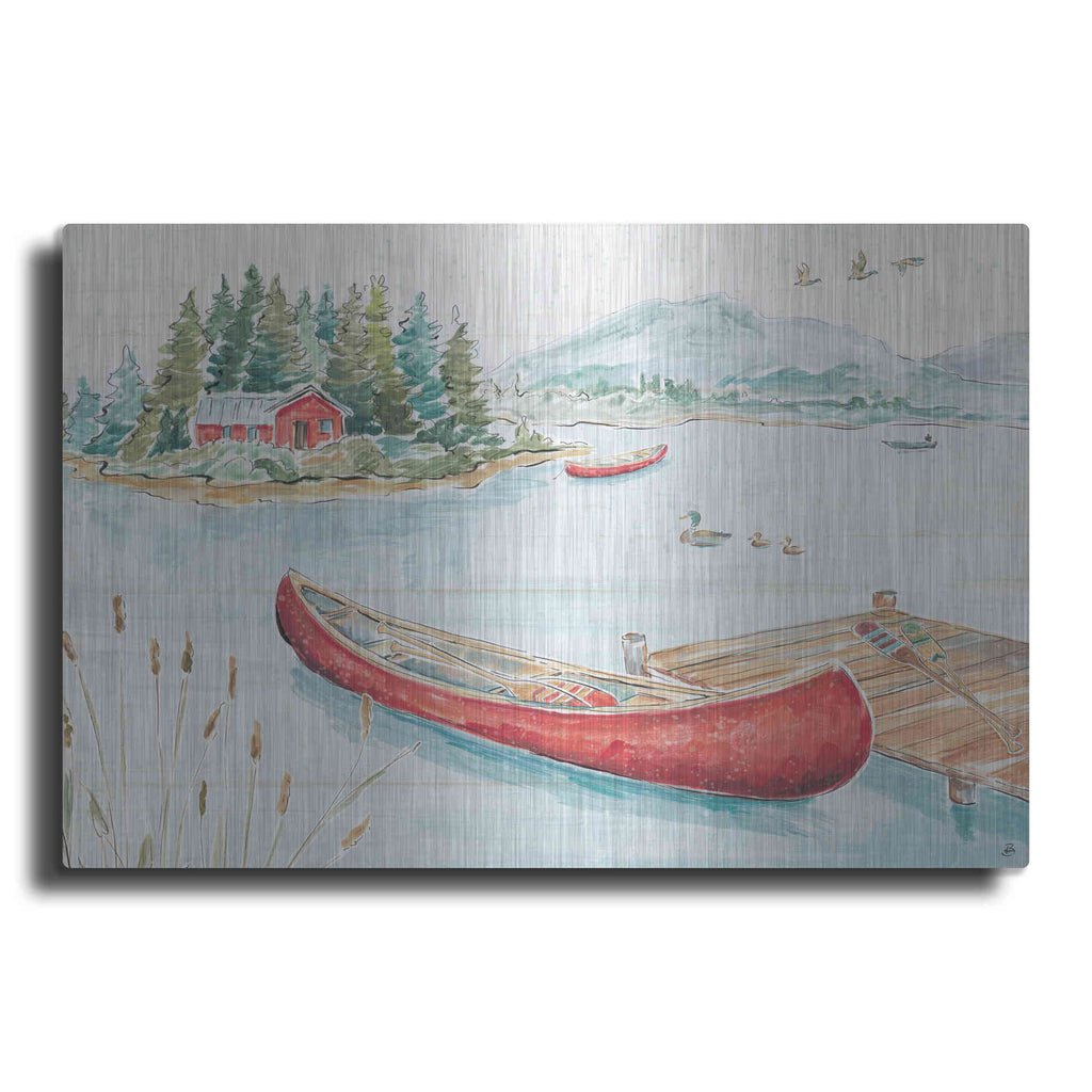 Luxe Metal Art 'Lake Moments II' by Daphne Brissonet, Metal Wall Art