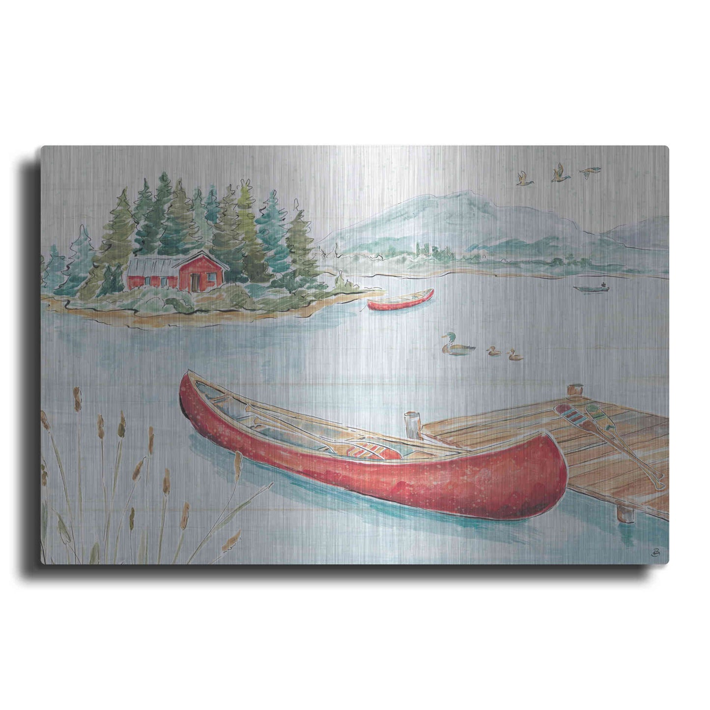 Luxe Metal Art 'Lake Moments II' by Daphne Brissonet, Metal Wall Art