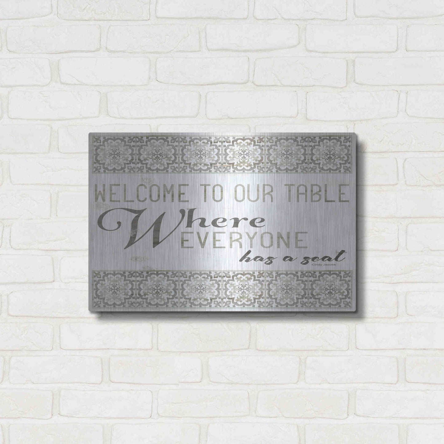 Luxe Metal Art 'Welcome to Our Table' by Cindy Jacobs, Metal Wall Art,24x16
