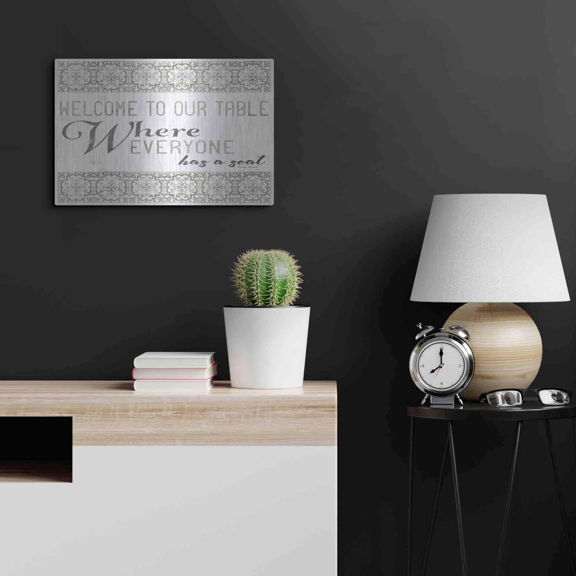 Luxe Metal Art 'Welcome to Our Table' by Cindy Jacobs, Metal Wall Art,24x16