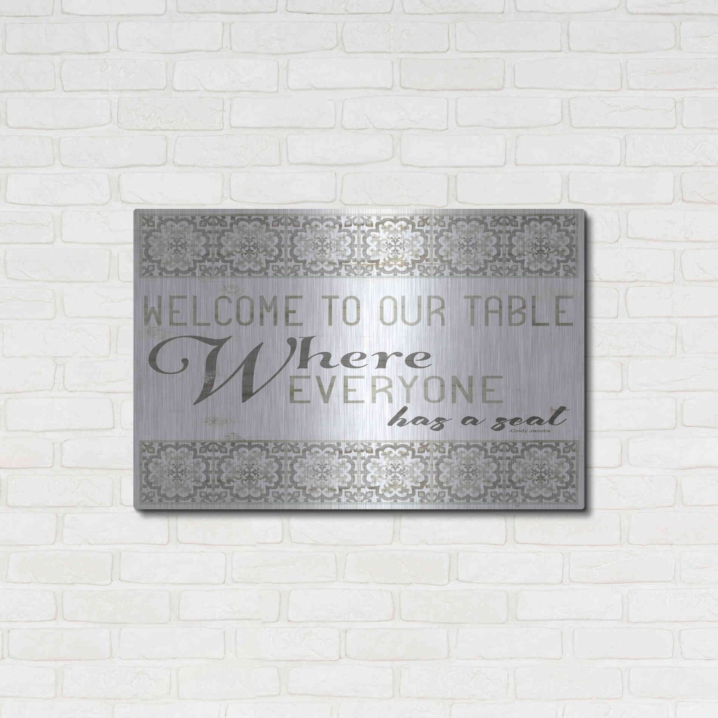 Luxe Metal Art 'Welcome to Our Table' by Cindy Jacobs, Metal Wall Art,36x24
