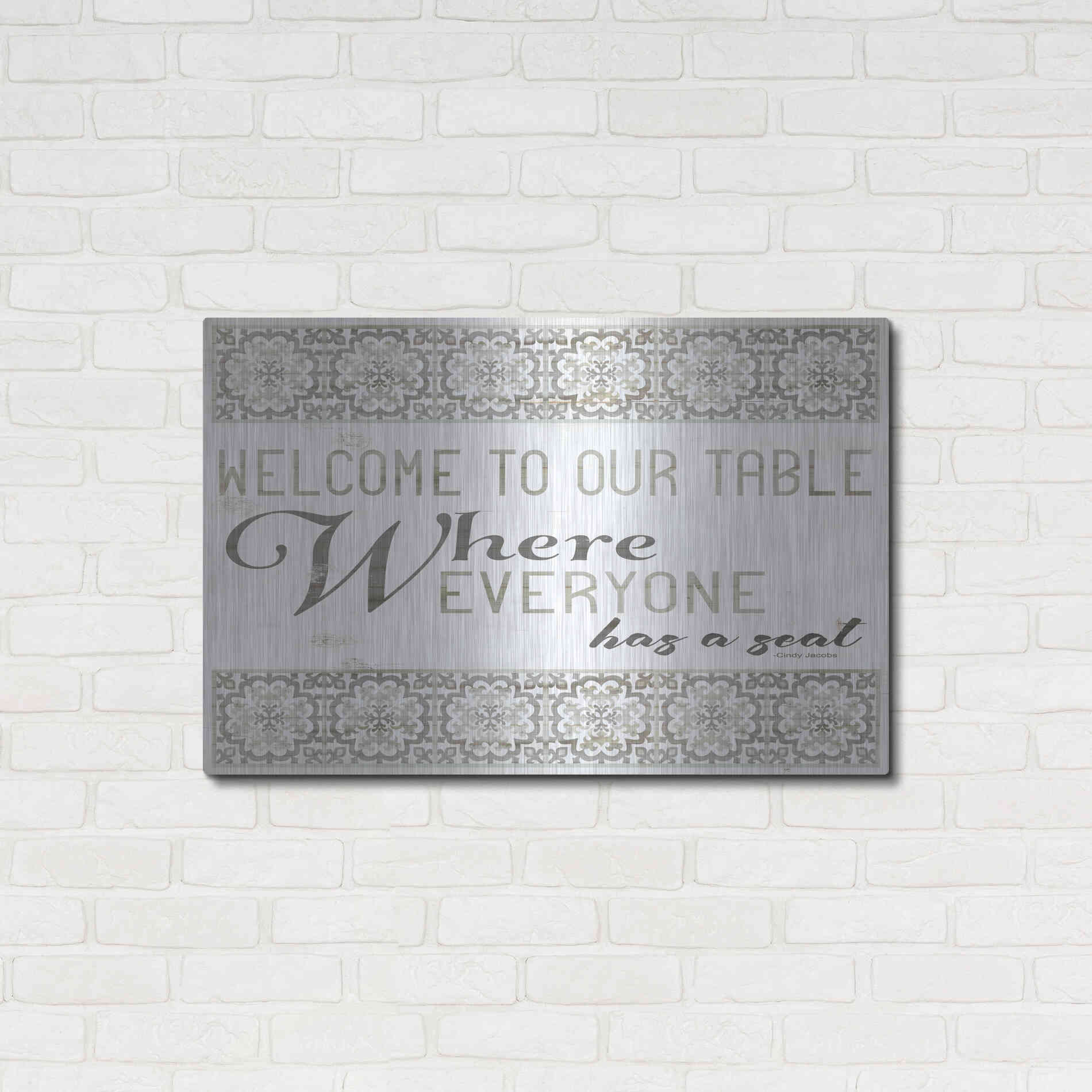 Luxe Metal Art 'Welcome to Our Table' by Cindy Jacobs, Metal Wall Art,36x24