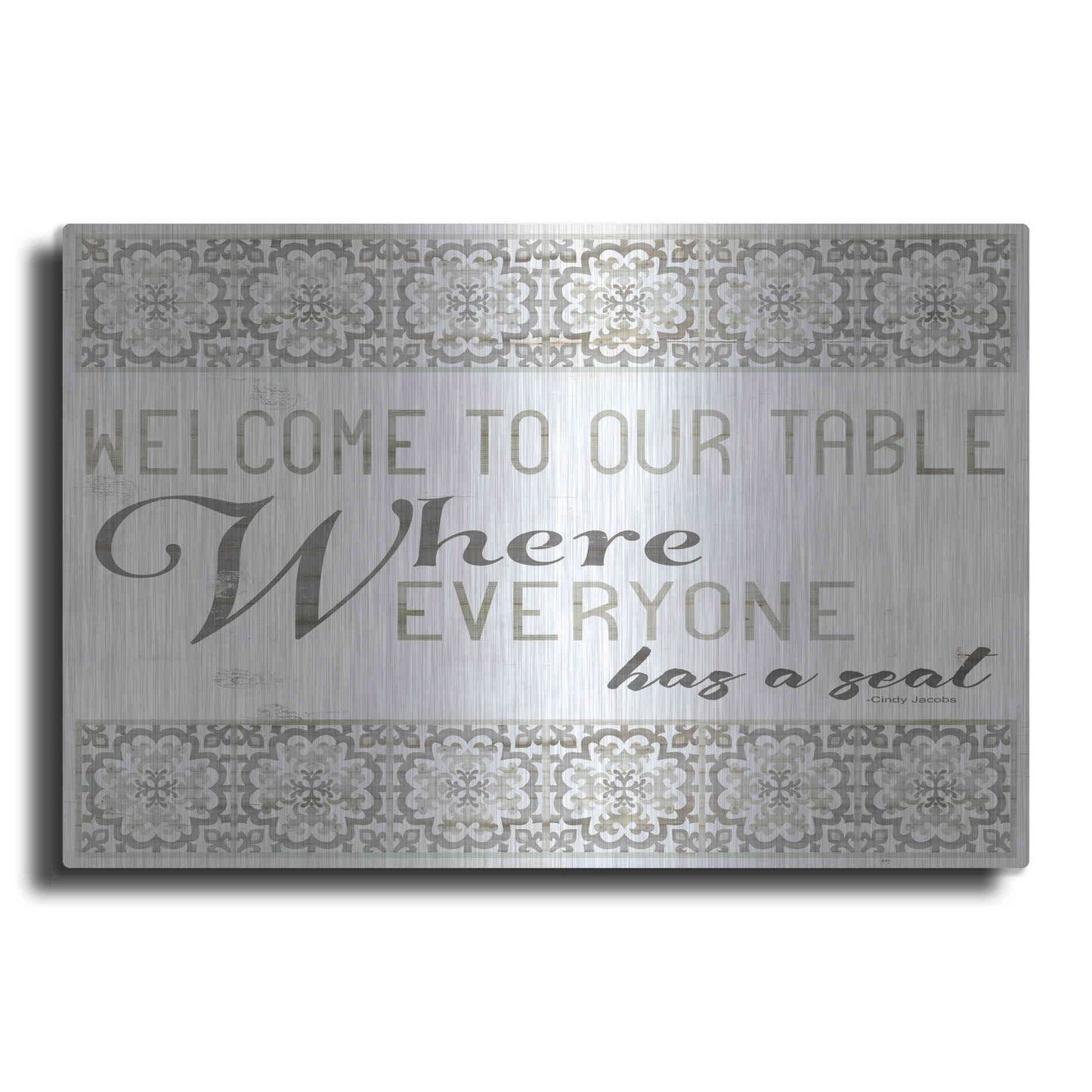 Luxe Metal Art 'Welcome to Our Table' by Cindy Jacobs, Metal Wall Art