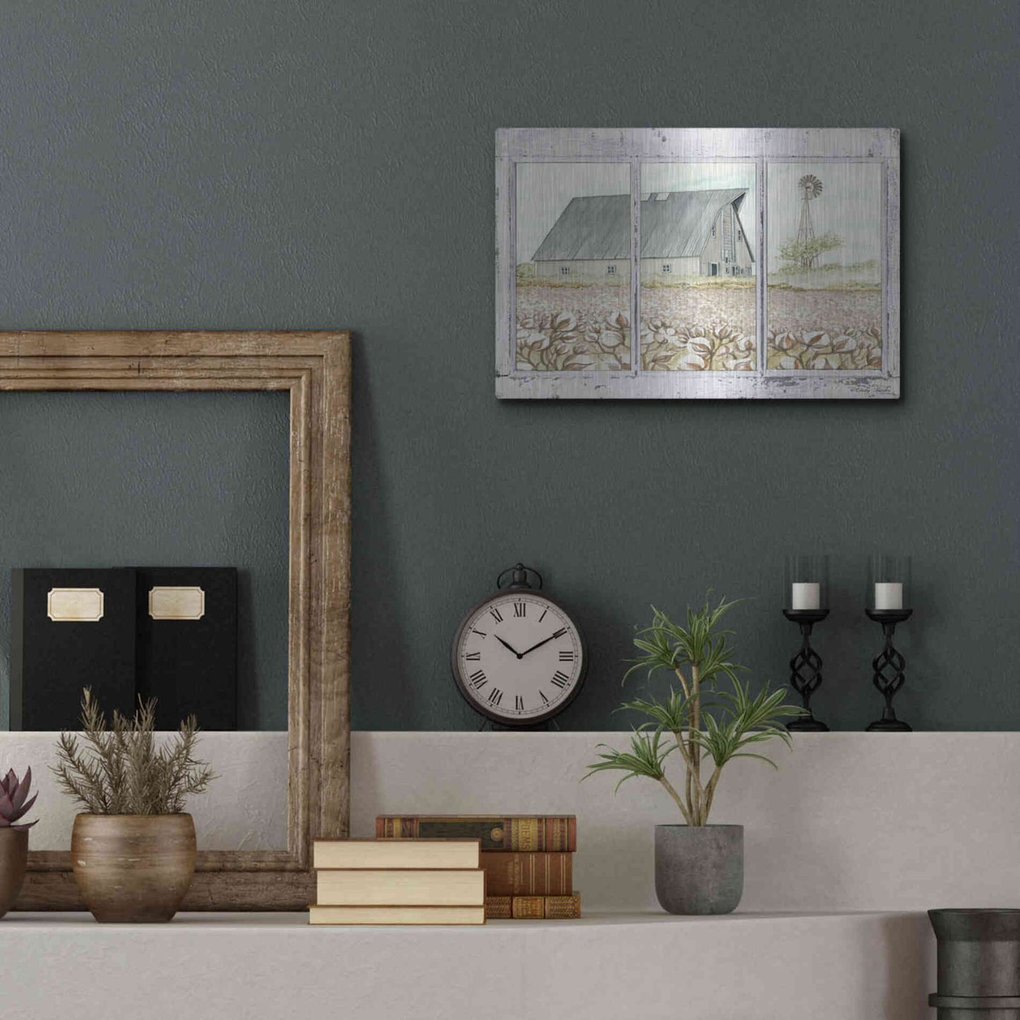 Luxe Metal Art 'Farmland View' by Cindy Jacobs, Metal Wall Art,16x12