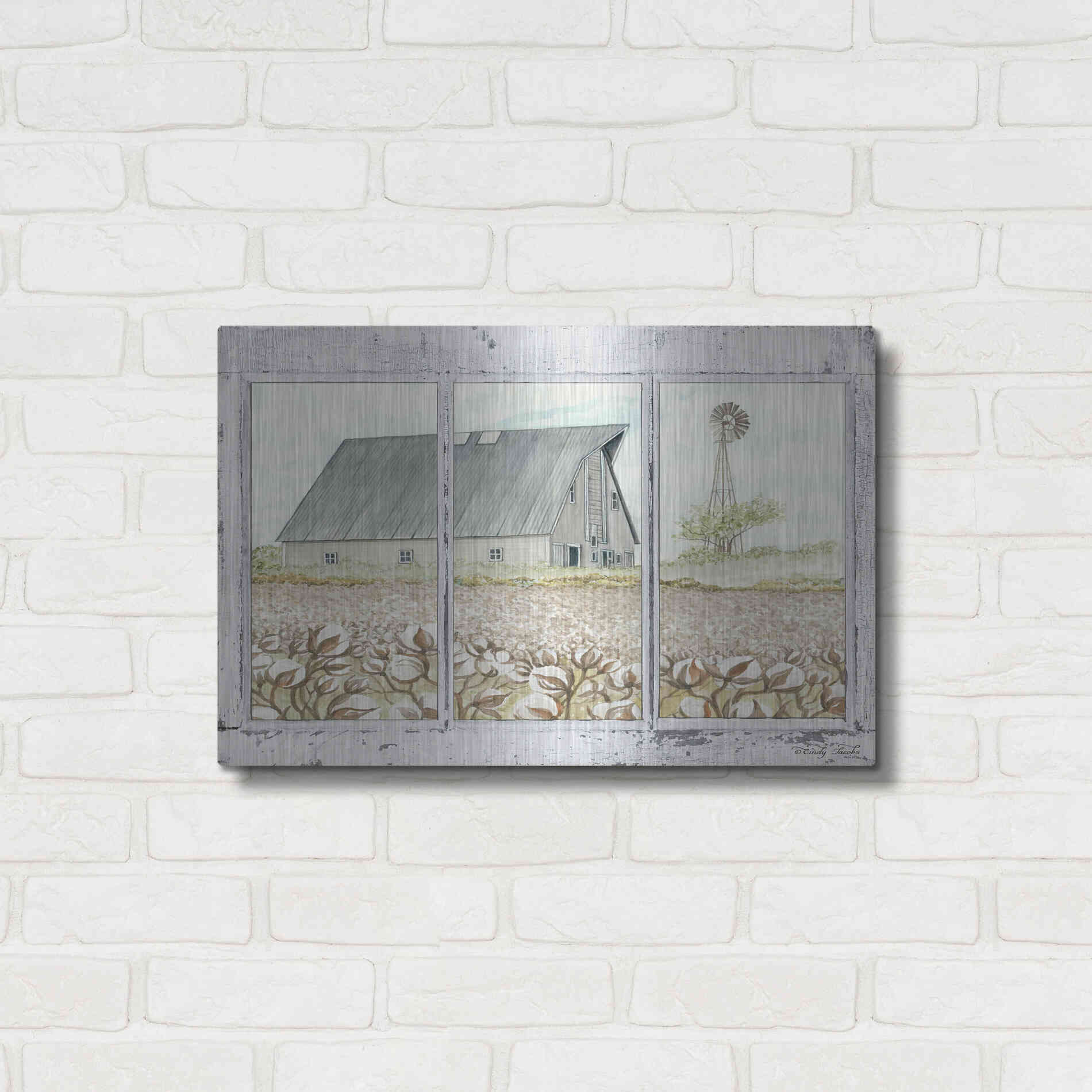 Luxe Metal Art 'Farmland View' by Cindy Jacobs, Metal Wall Art,24x16