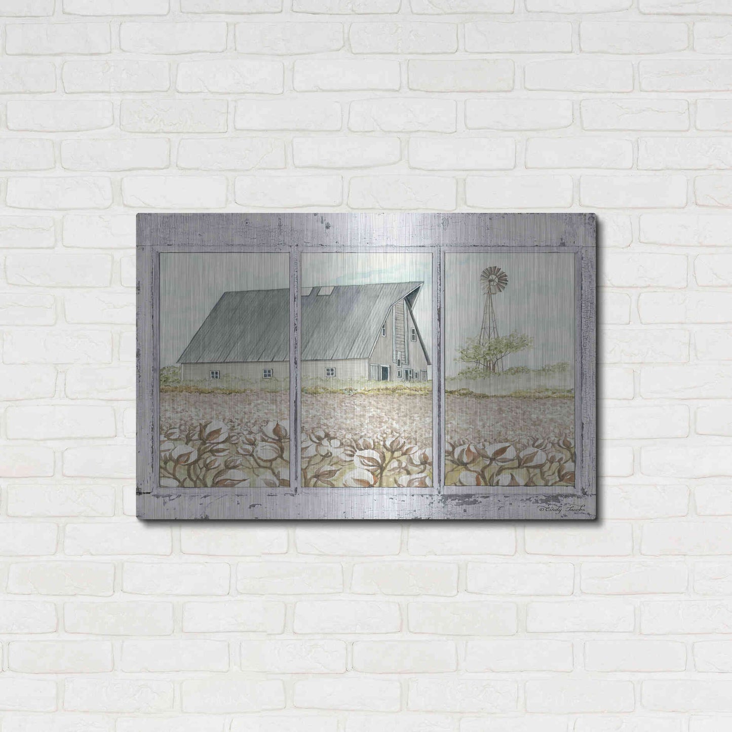 Luxe Metal Art 'Farmland View' by Cindy Jacobs, Metal Wall Art,36x24