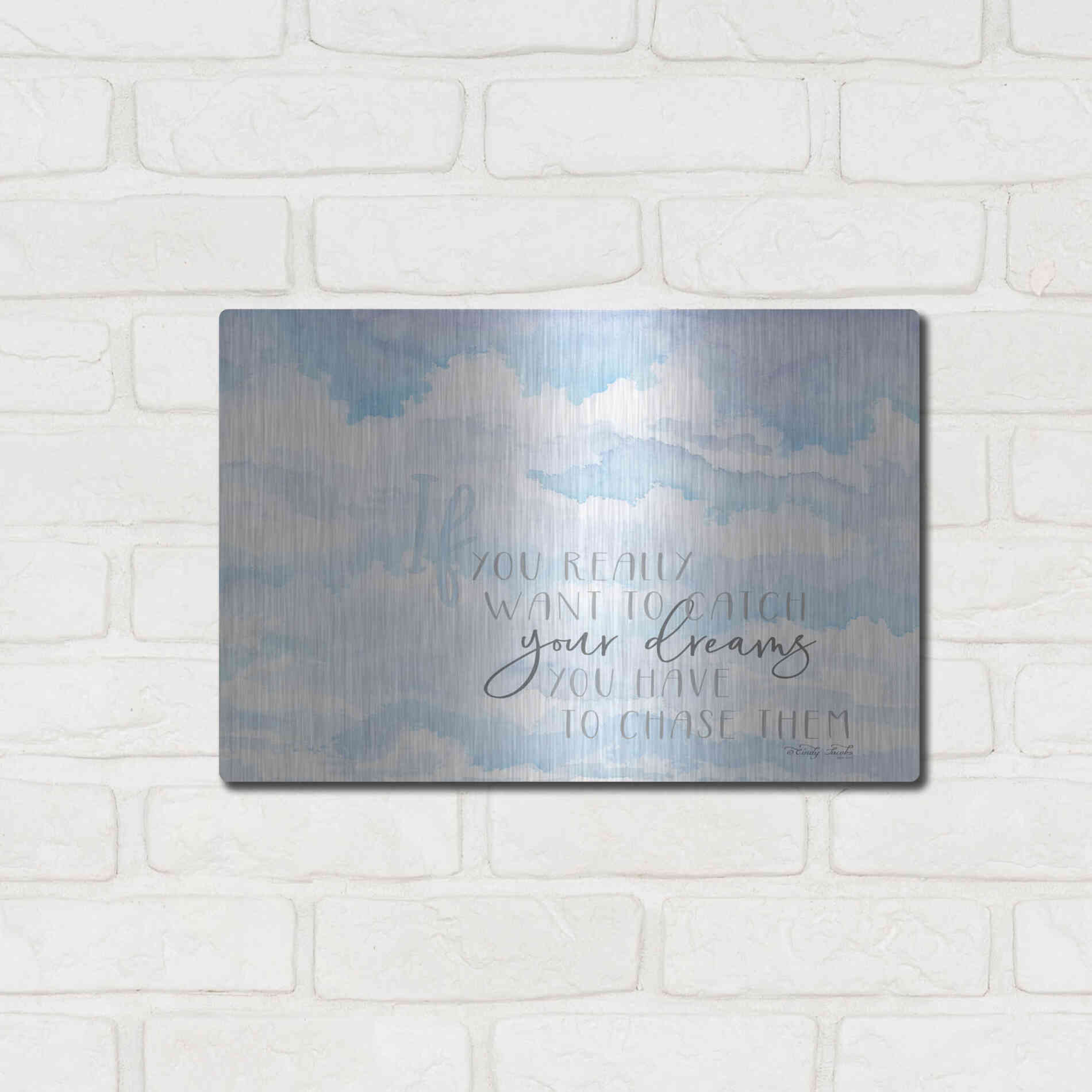 Luxe Metal Art 'Chase Your Dreams' by Cindy Jacobs, Metal Wall Art,16x12