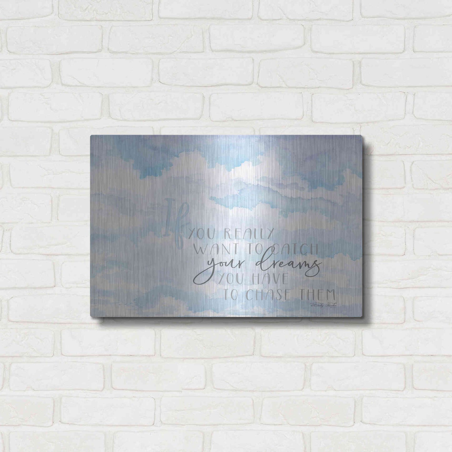 Luxe Metal Art 'Chase Your Dreams' by Cindy Jacobs, Metal Wall Art,24x16
