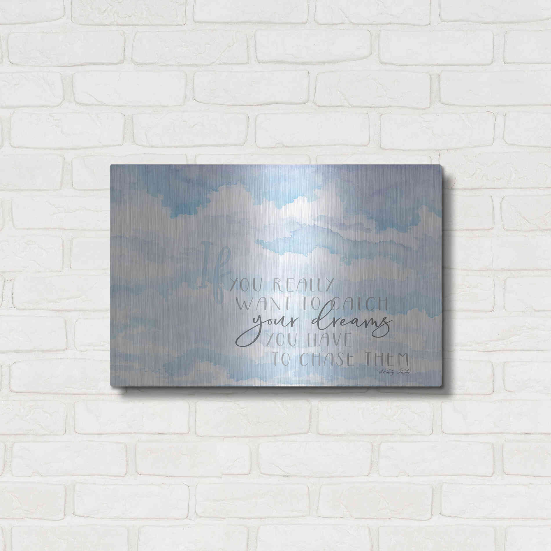 Luxe Metal Art 'Chase Your Dreams' by Cindy Jacobs, Metal Wall Art,24x16