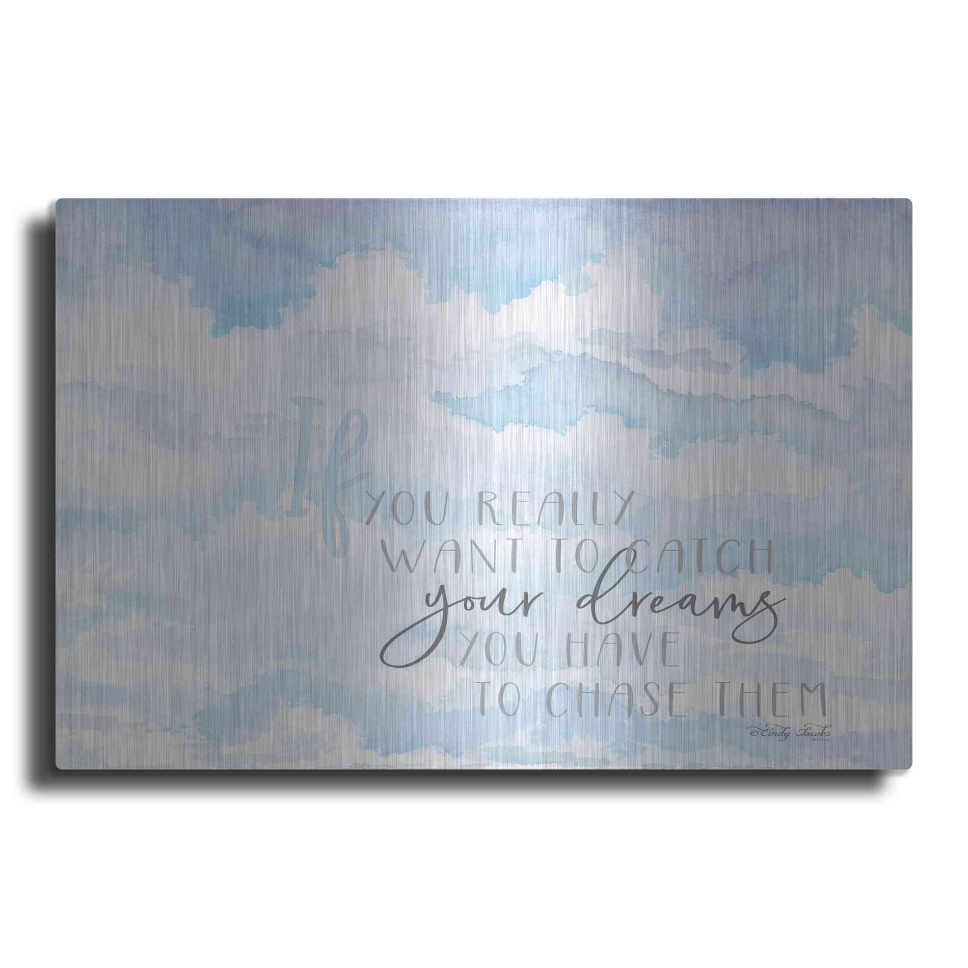 Luxe Metal Art 'Chase Your Dreams' by Cindy Jacobs, Metal Wall Art