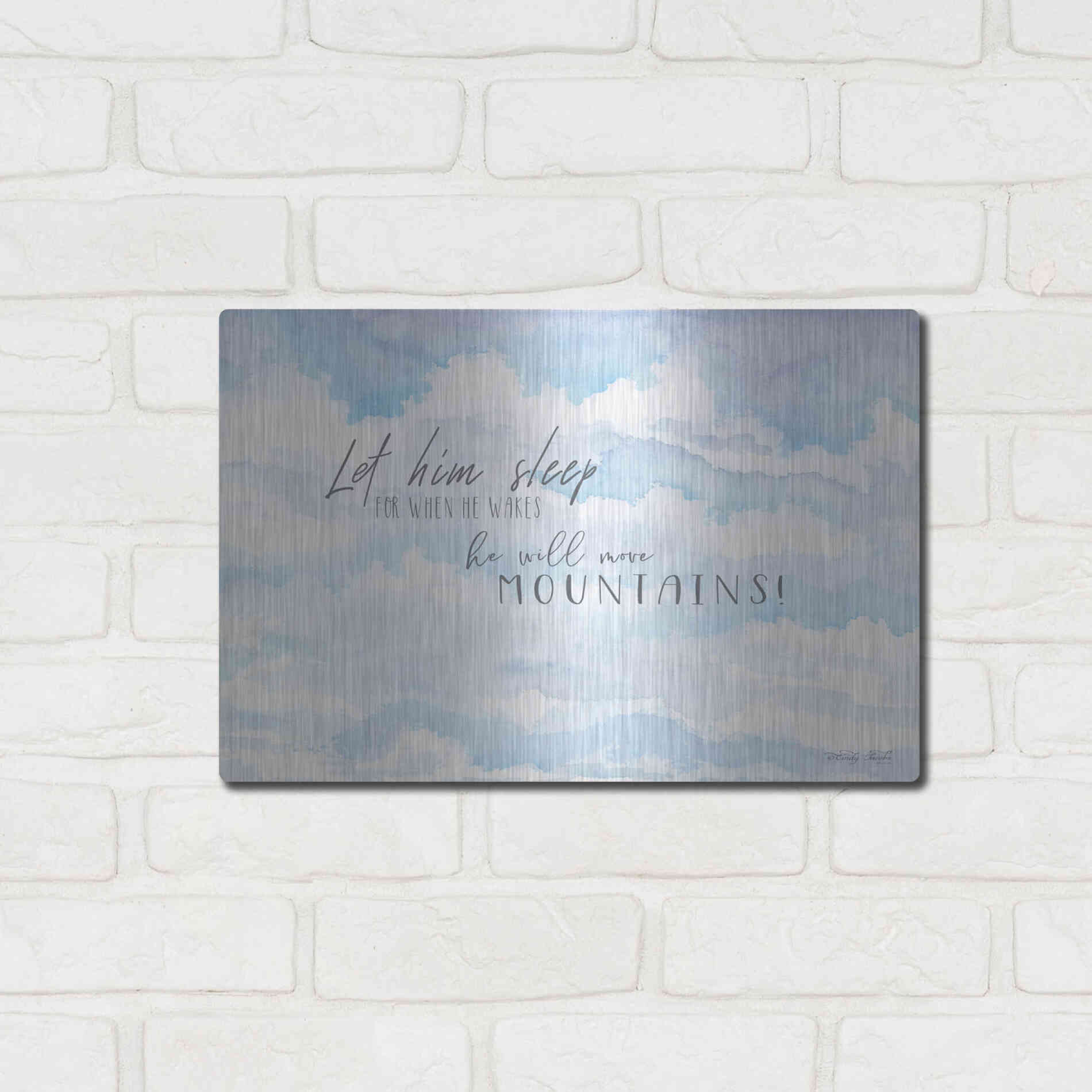 Luxe Metal Art 'Let Him Sleep' by Cindy Jacobs, Metal Wall Art,16x12