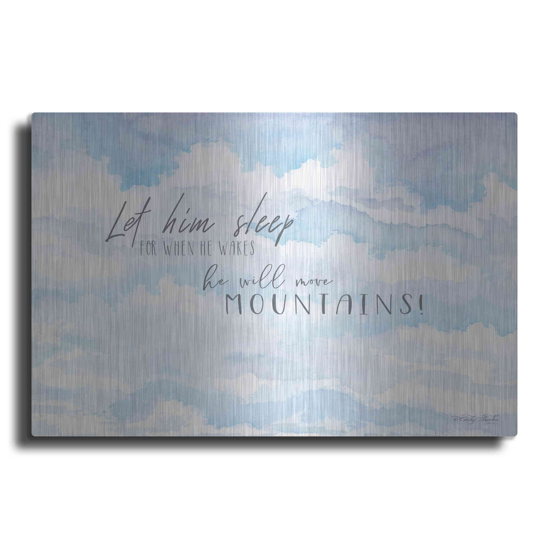 Luxe Metal Art 'Let Him Sleep' by Cindy Jacobs, Metal Wall Art