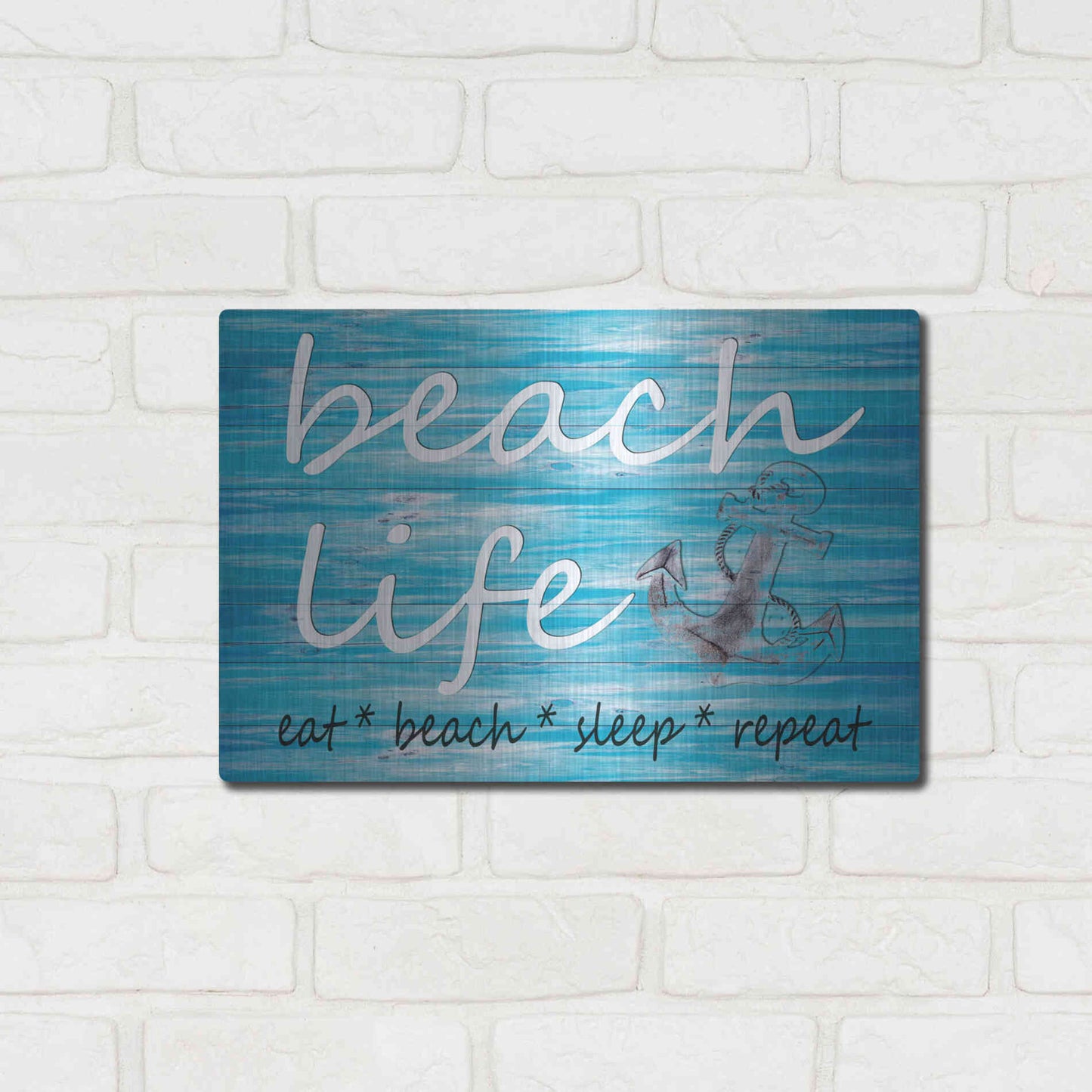 Luxe Metal Art 'Beach Life' by Cindy Jacobs, Metal Wall Art,16x12