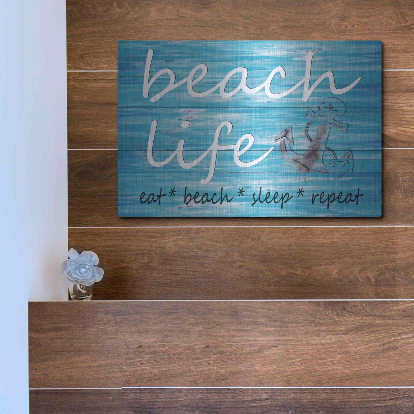 Luxe Metal Art 'Beach Life' by Cindy Jacobs, Metal Wall Art,16x12