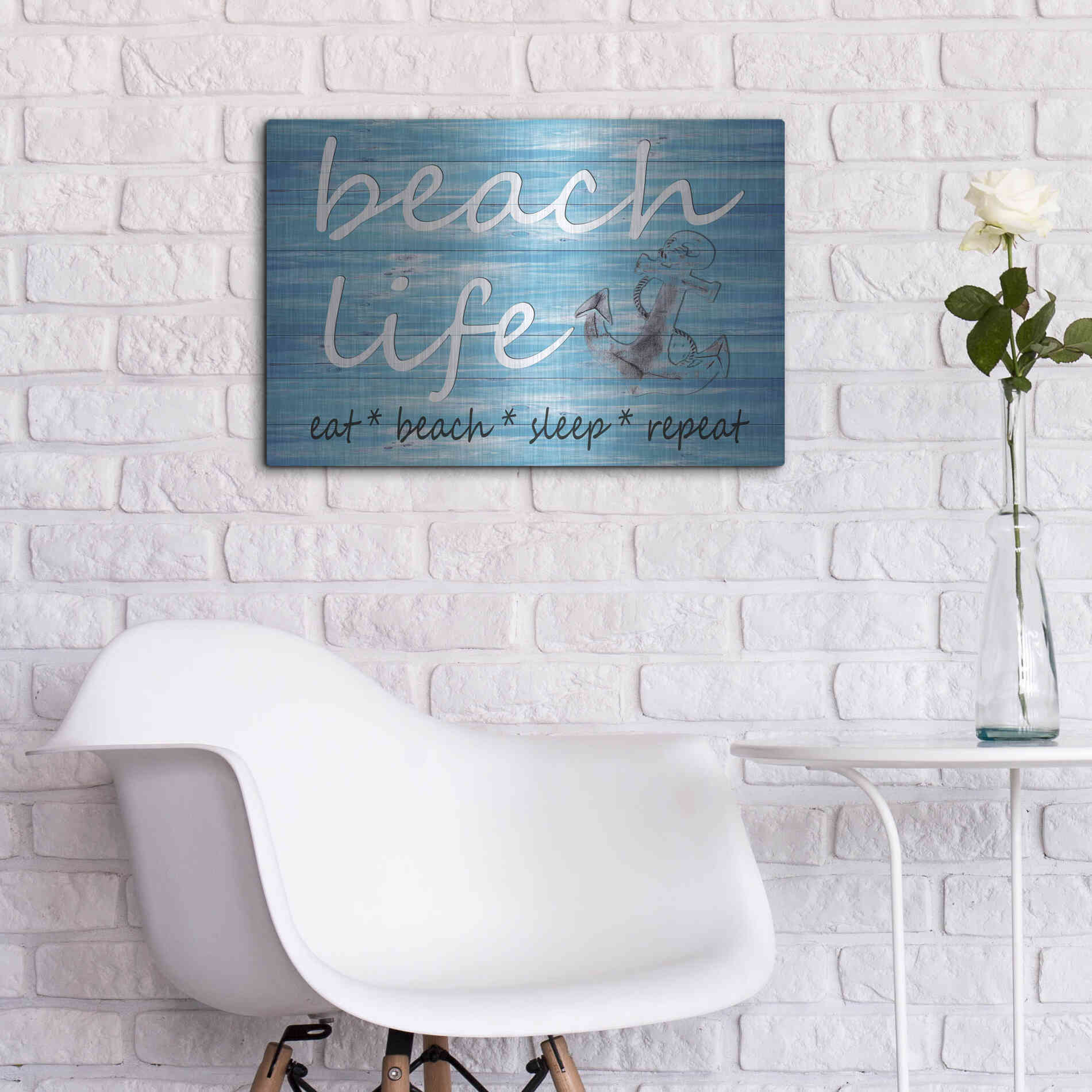 Luxe Metal Art 'Beach Life' by Cindy Jacobs, Metal Wall Art,24x16