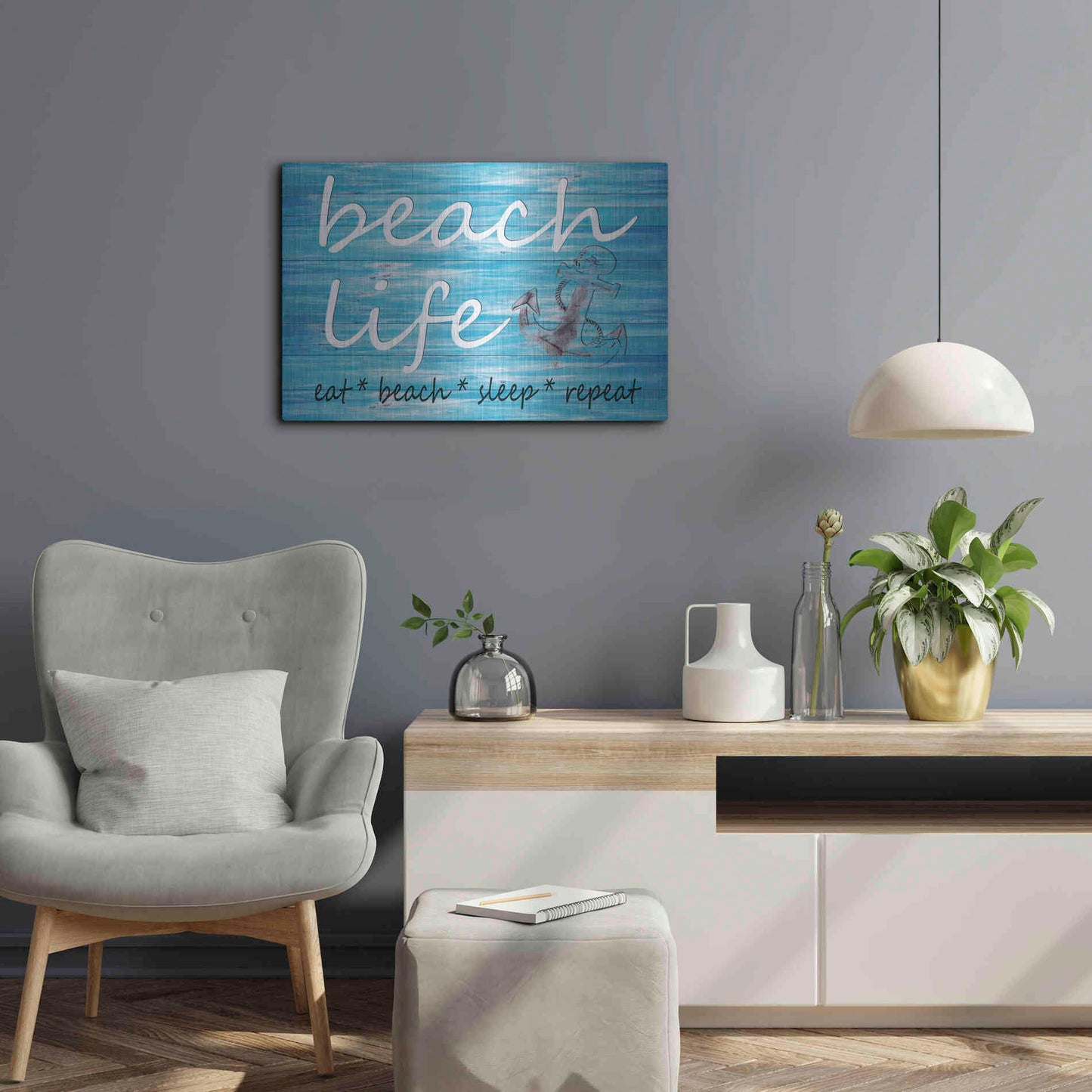 Luxe Metal Art 'Beach Life' by Cindy Jacobs, Metal Wall Art,24x16