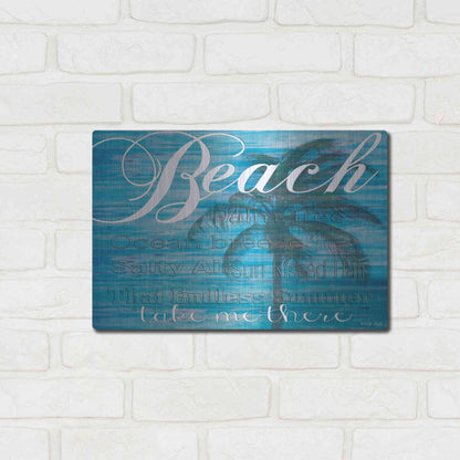 Luxe Metal Art 'Beach - Take Me There' by Cindy Jacobs, Metal Wall Art,16x12