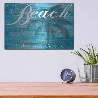 Luxe Metal Art 'Beach - Take Me There' by Cindy Jacobs, Metal Wall Art,16x12
