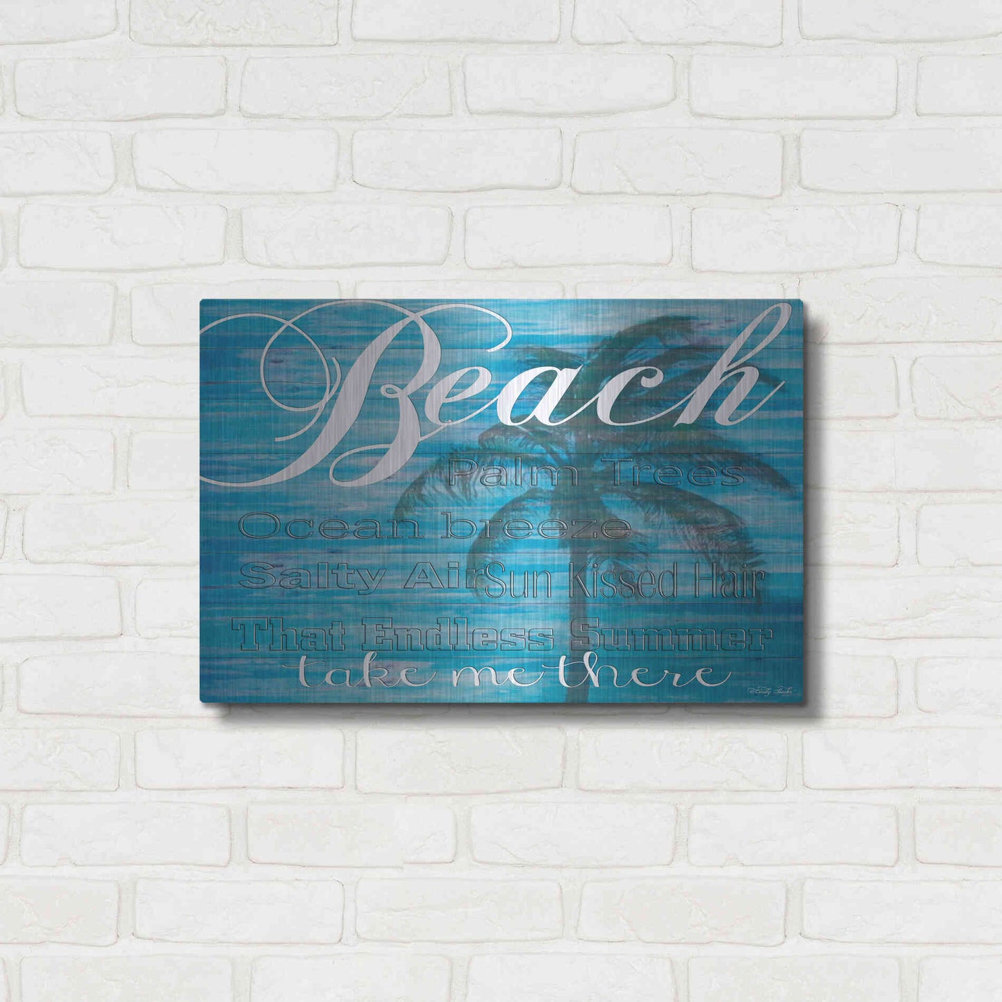 Luxe Metal Art 'Beach - Take Me There' by Cindy Jacobs, Metal Wall Art,24x16