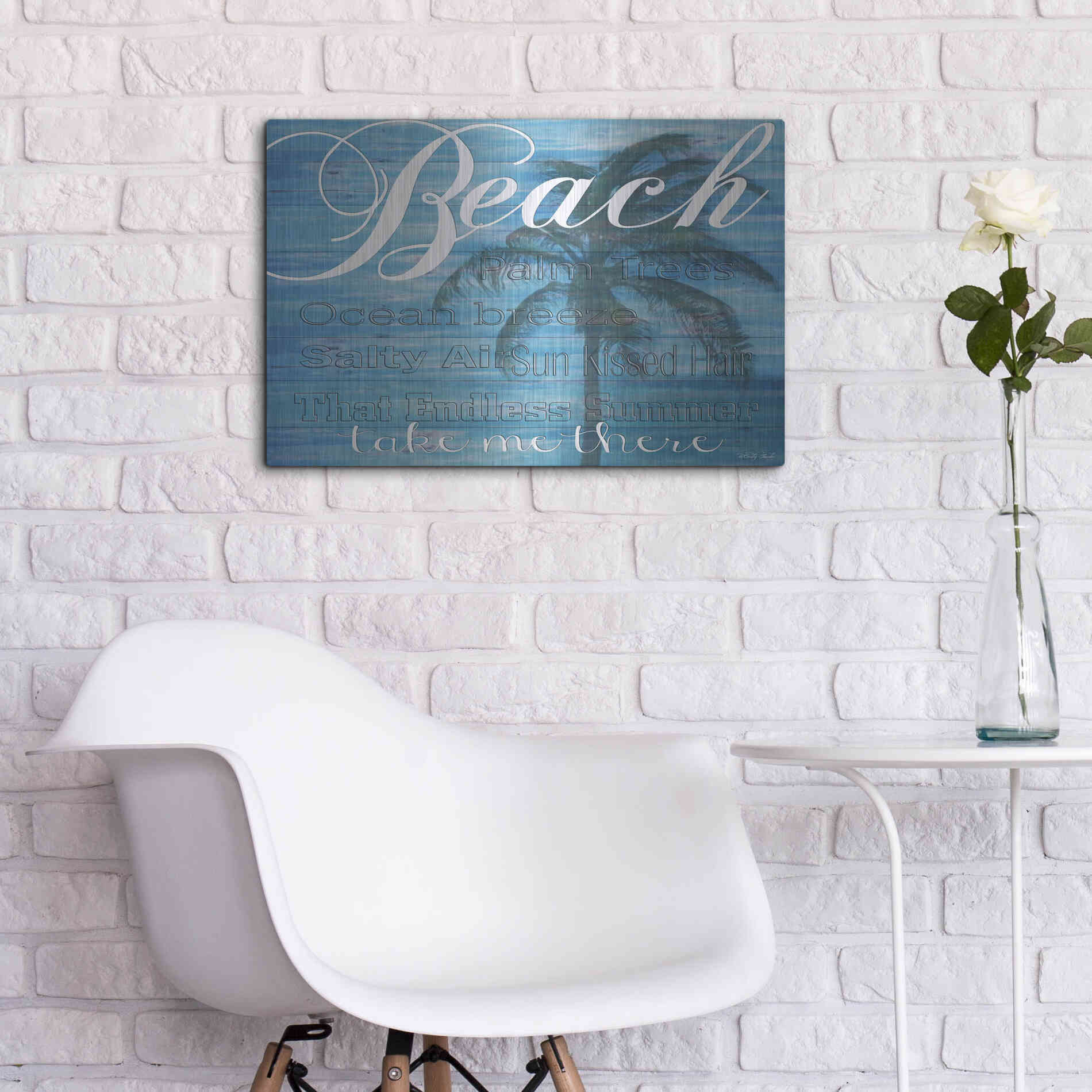 Luxe Metal Art 'Beach - Take Me There' by Cindy Jacobs, Metal Wall Art,24x16