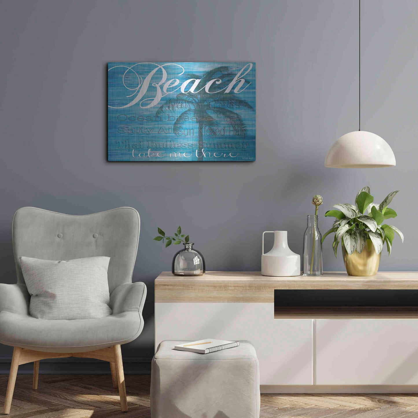 Luxe Metal Art 'Beach - Take Me There' by Cindy Jacobs, Metal Wall Art,24x16