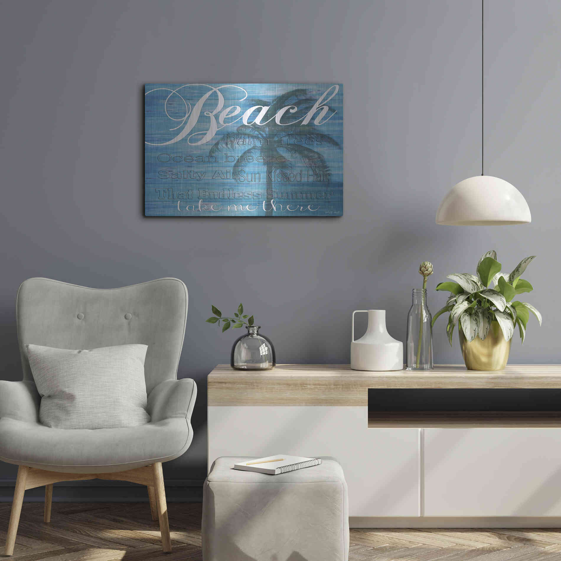 Luxe Metal Art 'Beach - Take Me There' by Cindy Jacobs, Metal Wall Art,24x16